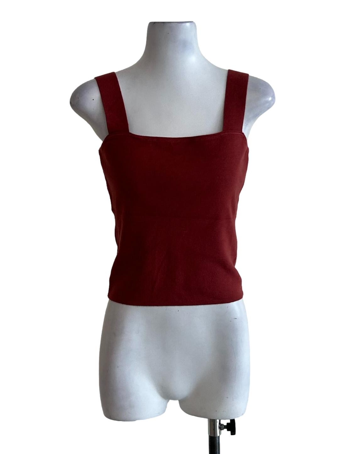 Brick Red Knit Crop Top