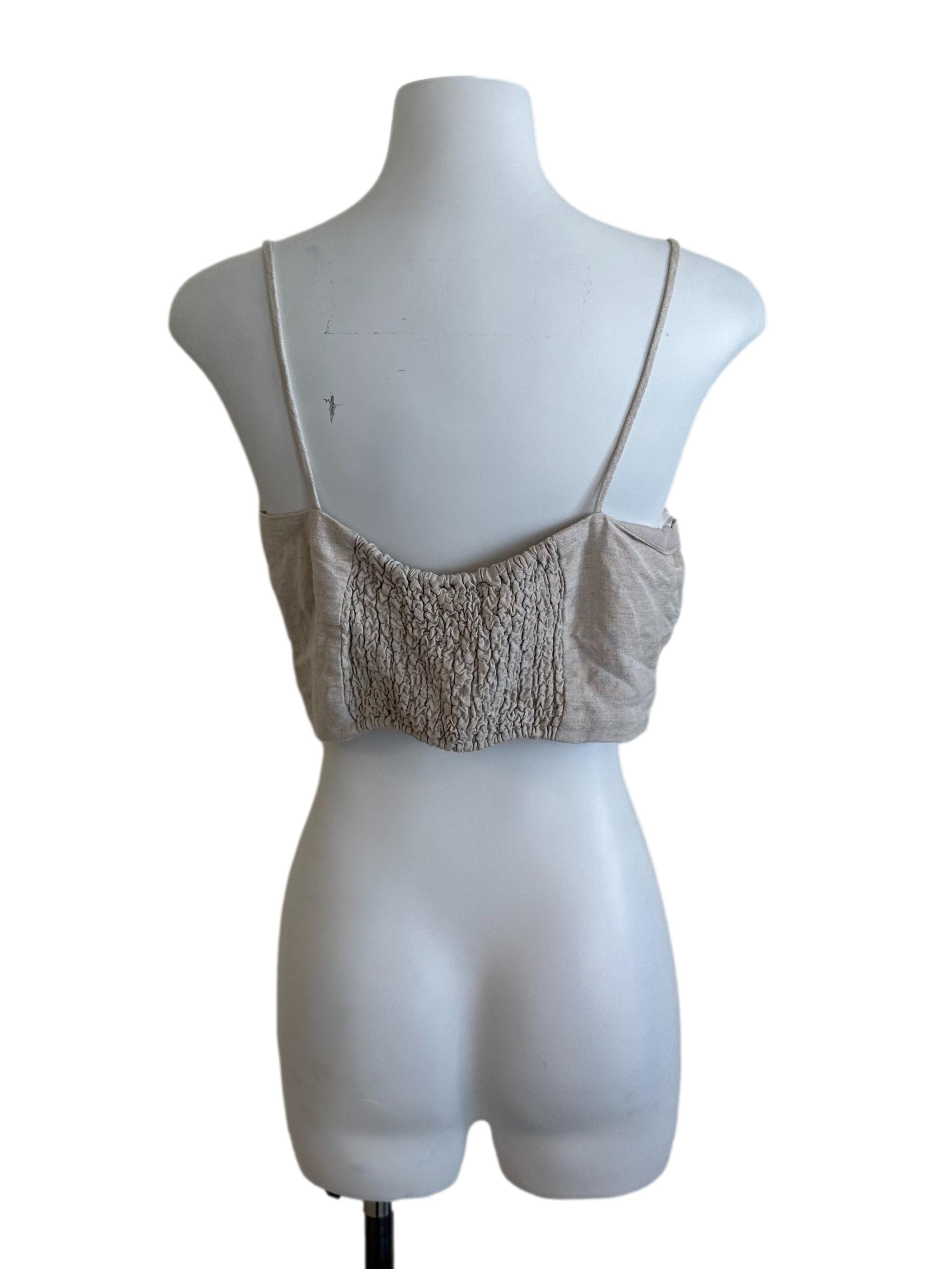 Light Beige Knot Spaghetti Strap Linen Top
