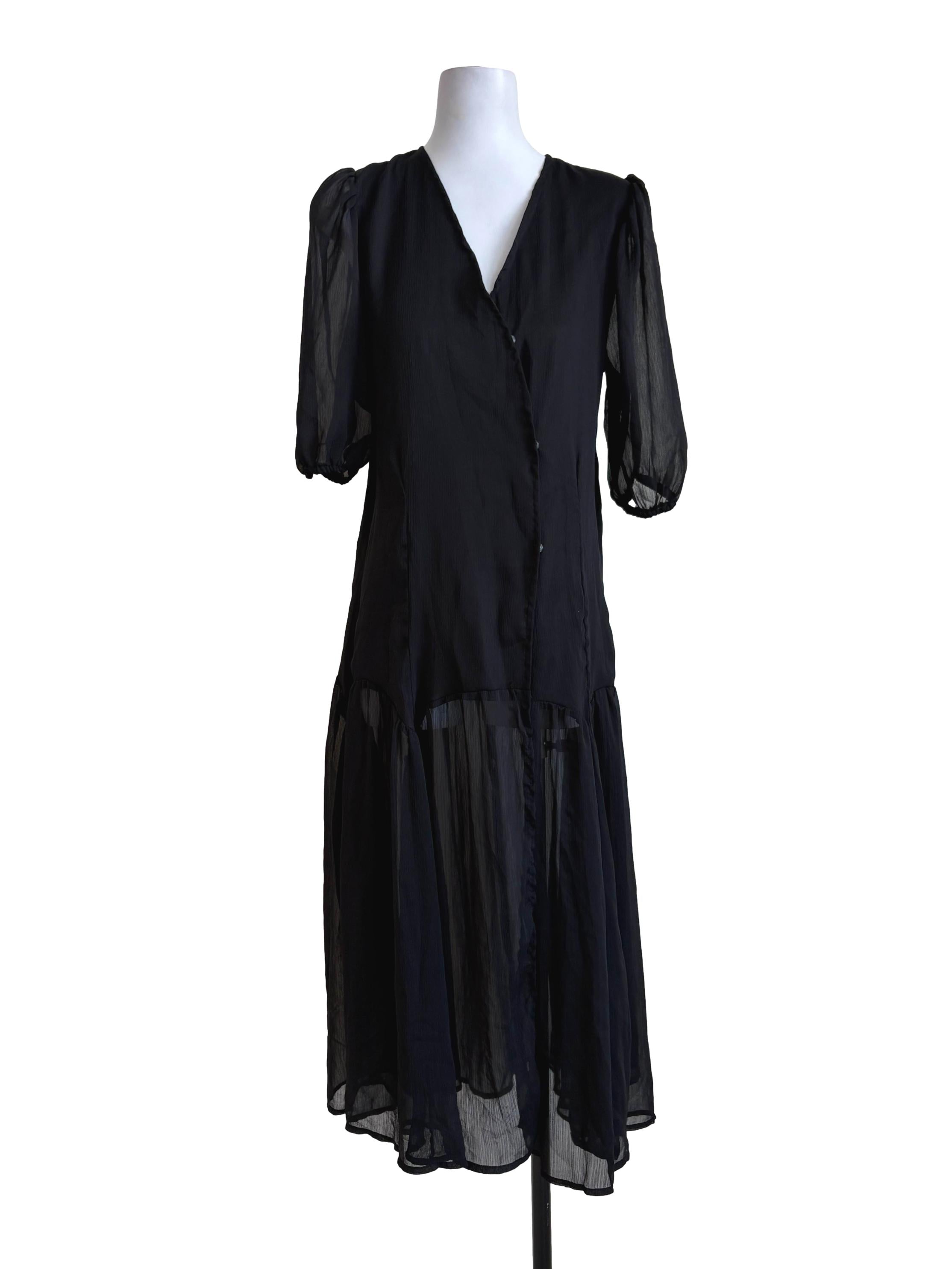 Black Sheer Wrap Dress