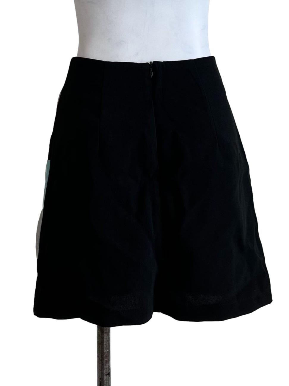 Black Pattern Mini Skirt