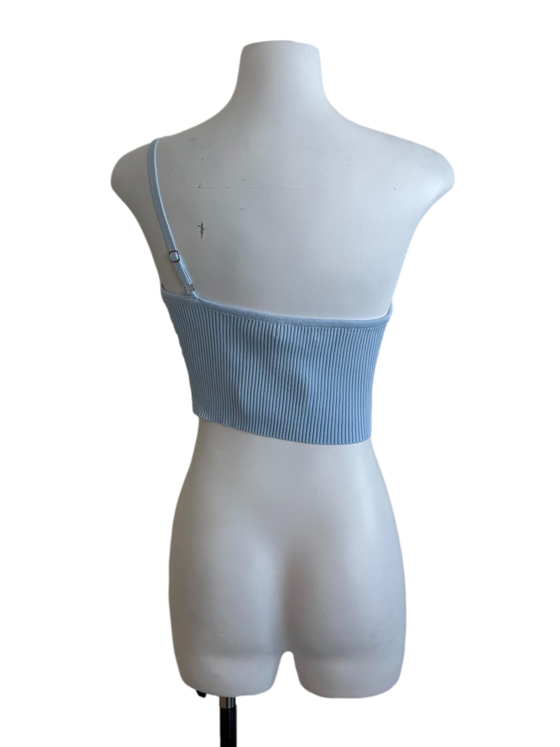 Baby Blue Knit Asymmetric Top
