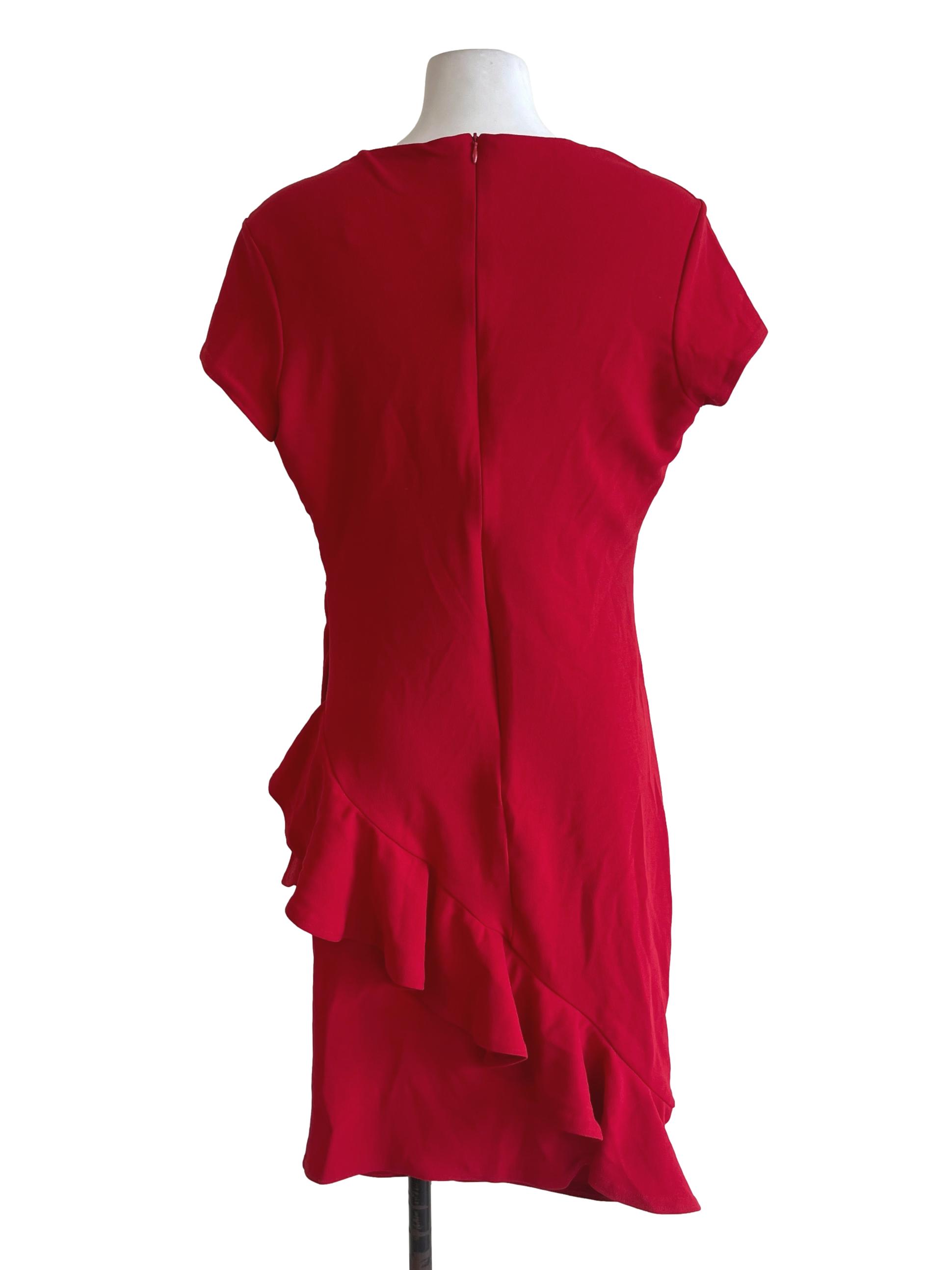 Red Side Ruffles Dress