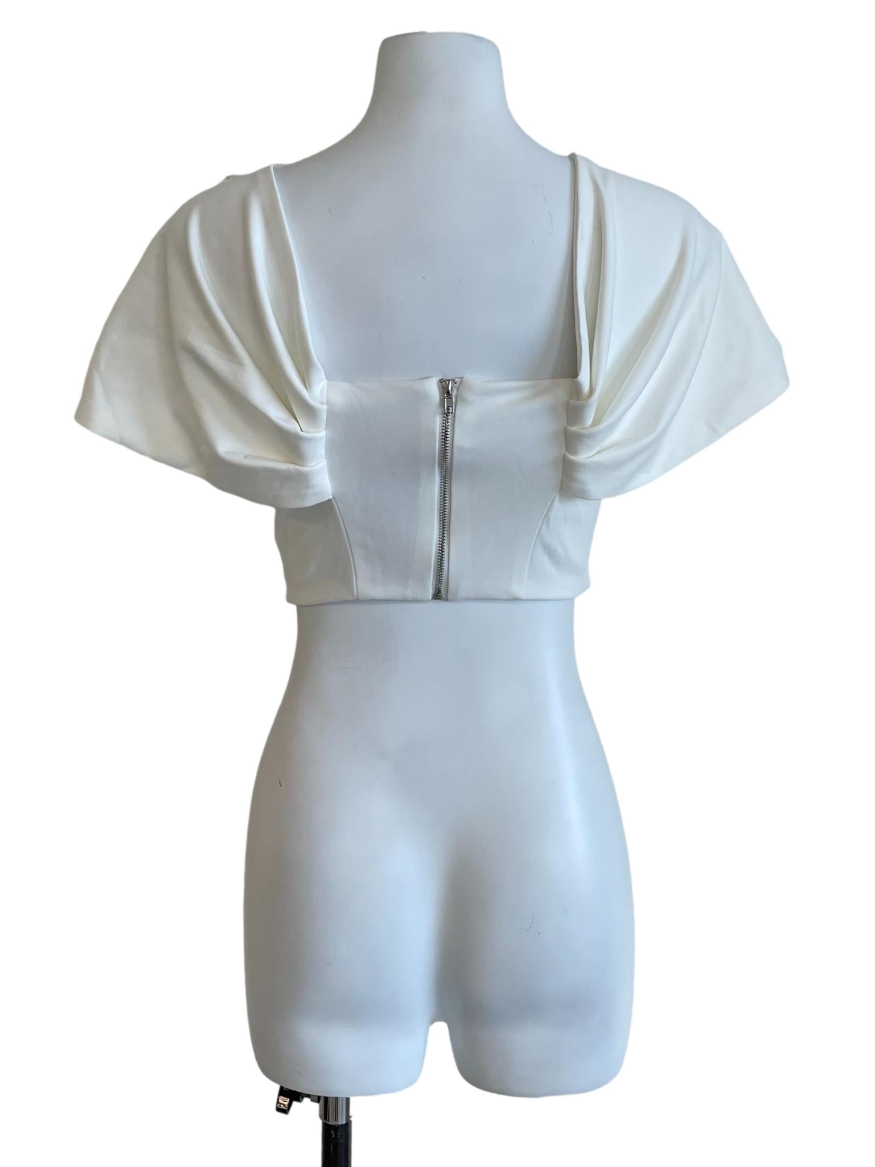 White Draped Crop Top