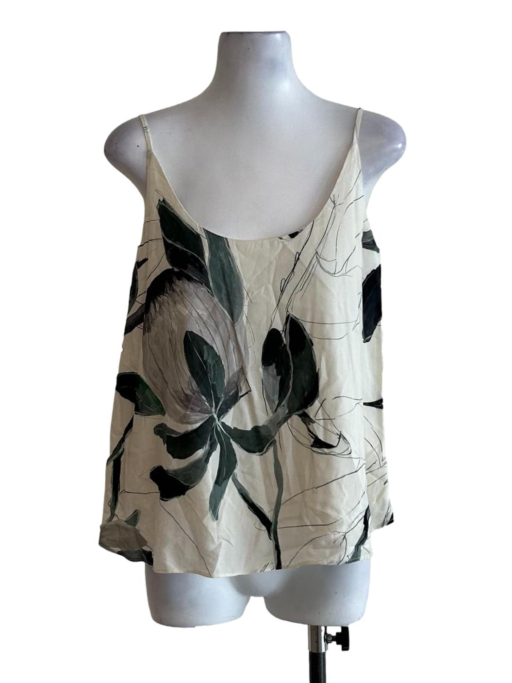 Cream Leaf Printed Cami Top