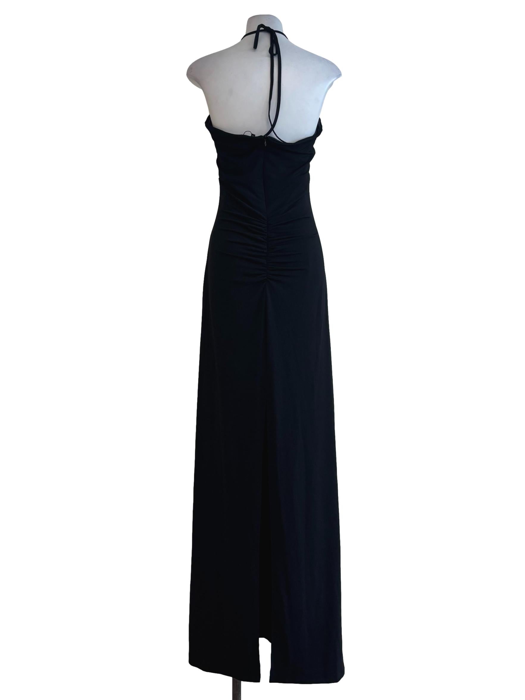 Black Halter Slip Dress