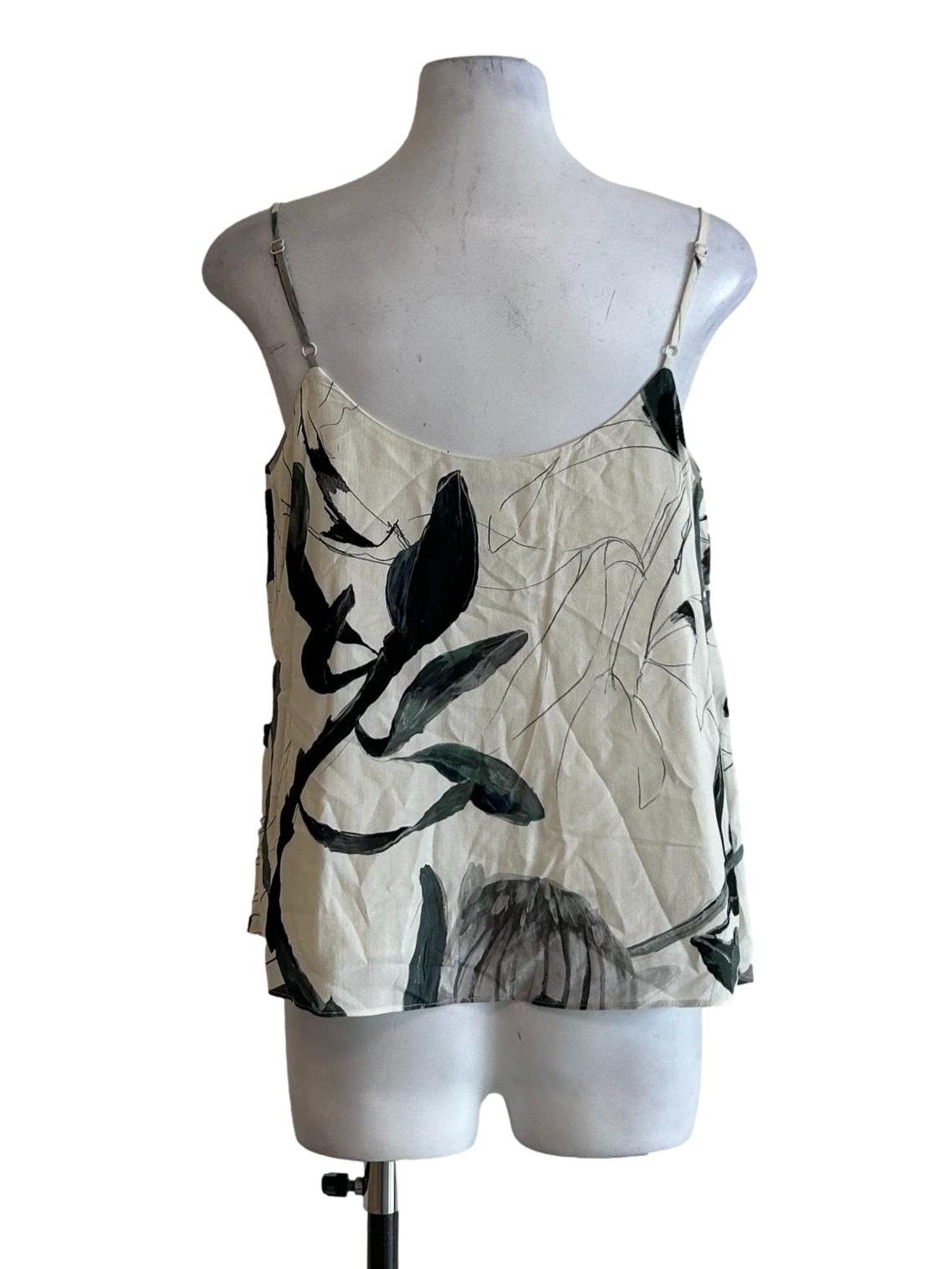 Cream Leaf Printed Cami Top