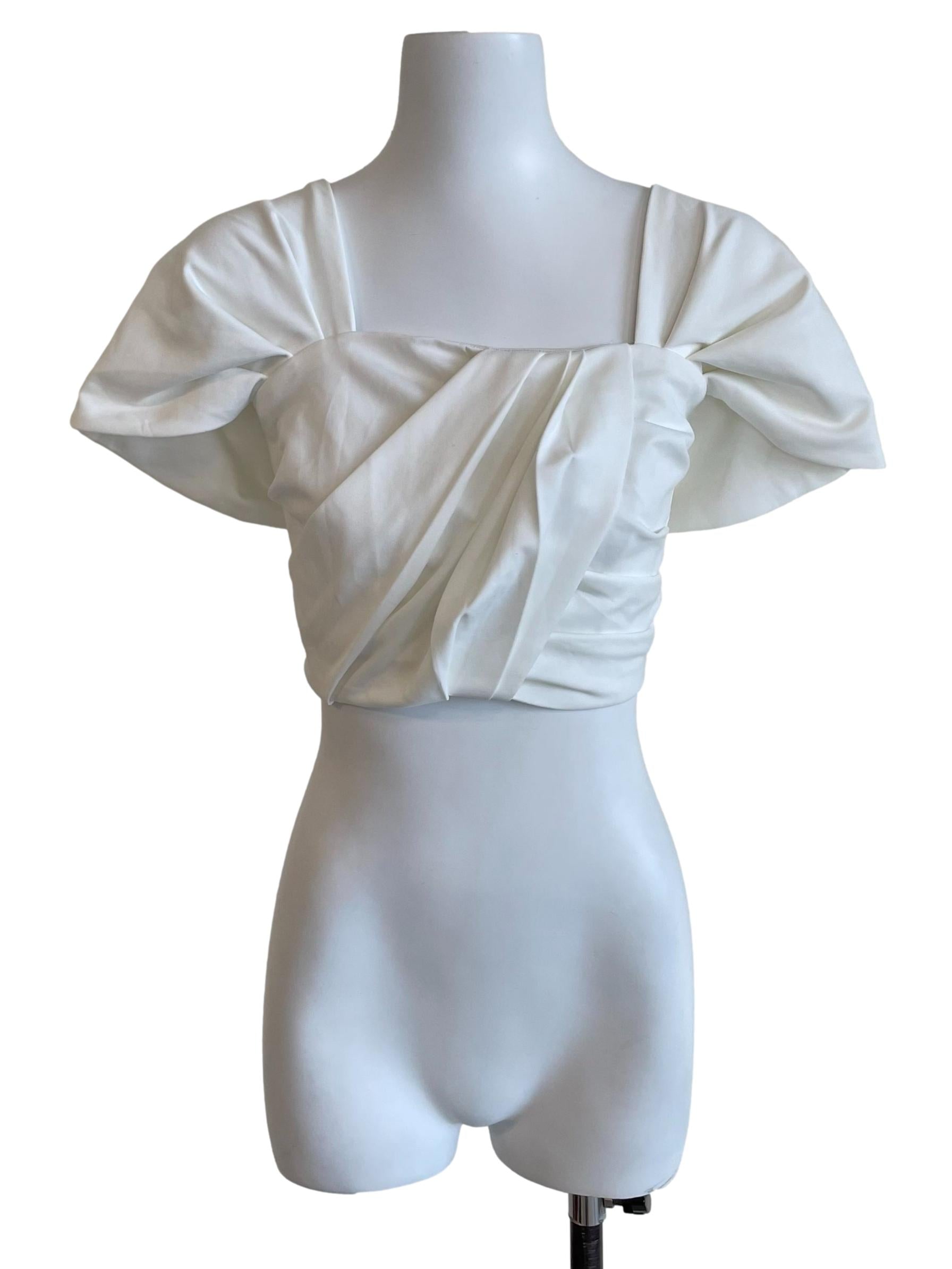 White Draped Crop Top