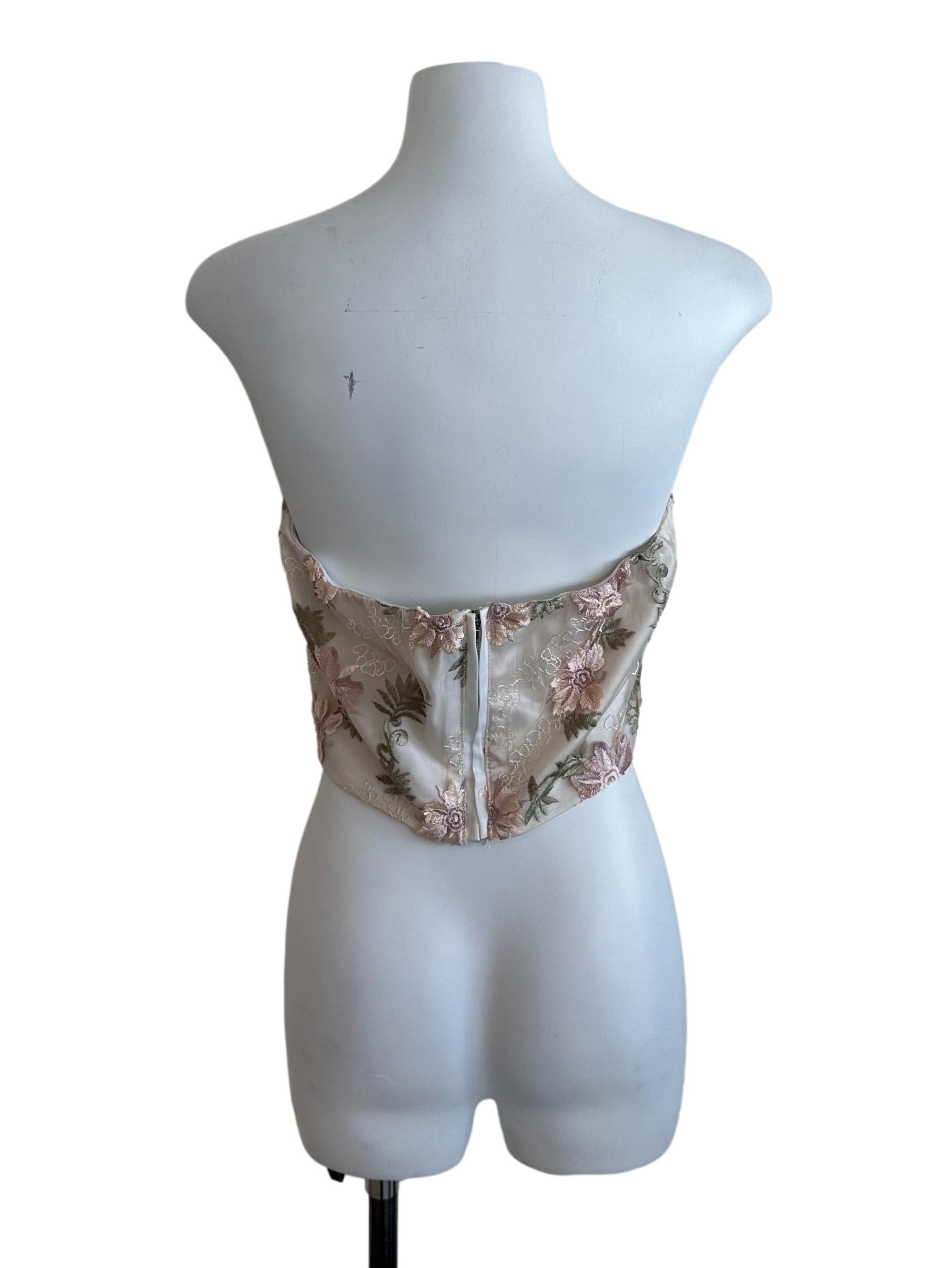 Sand Beige Lace Floral Tube Top