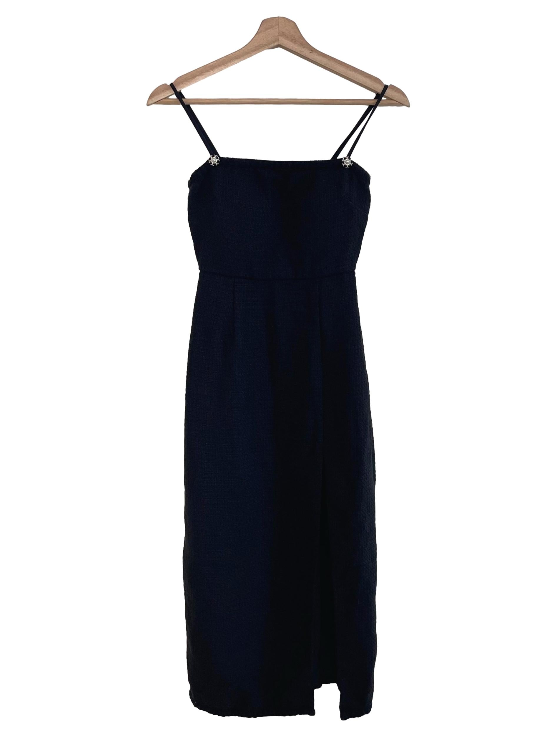 Black Tweed Slip Dress