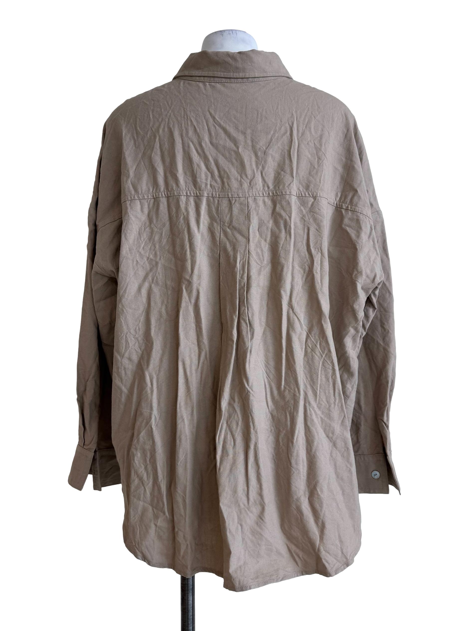 Khaki Brown Long Sleeve Blouse