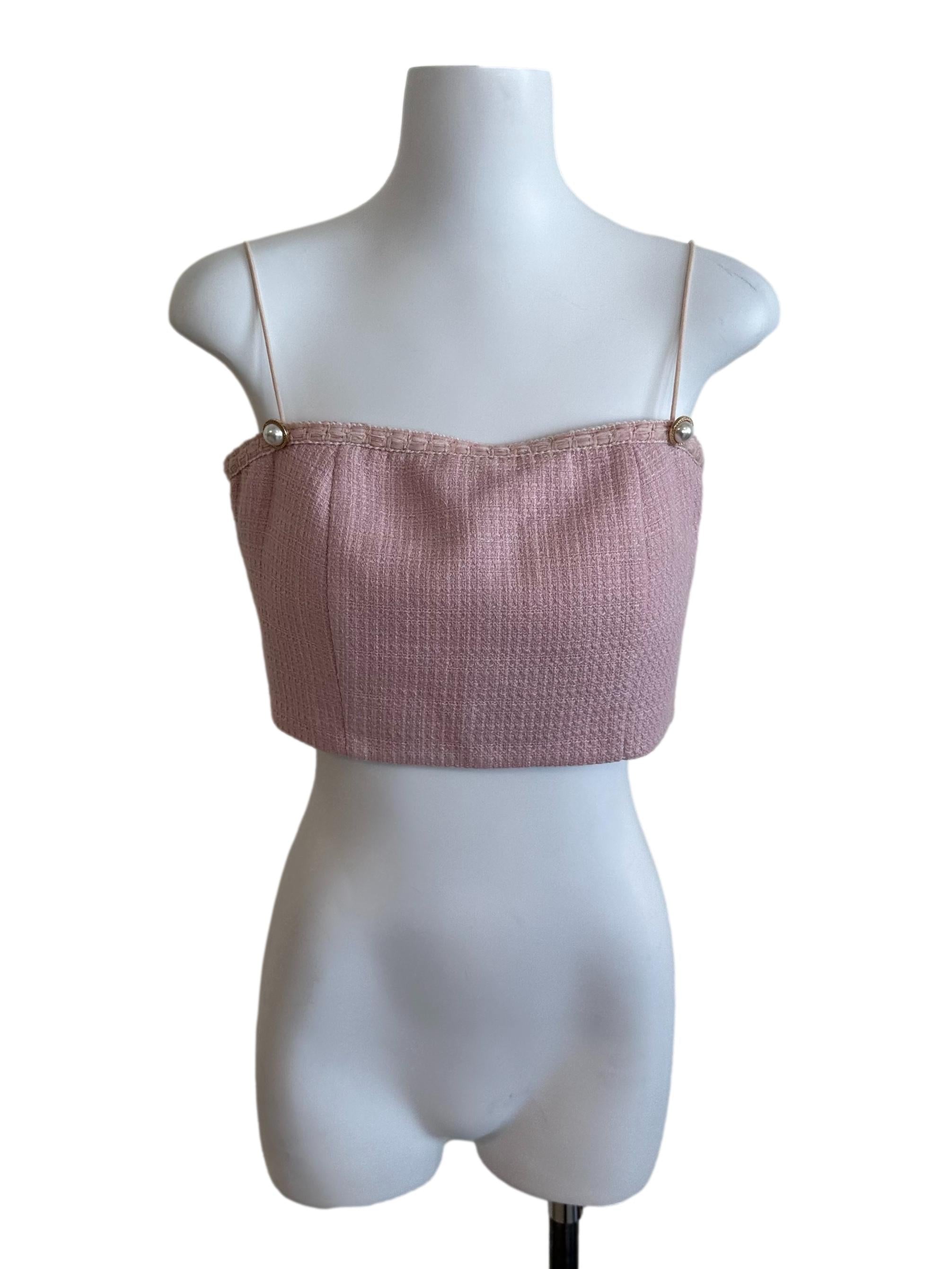 Light Pink Tweed Textured Top