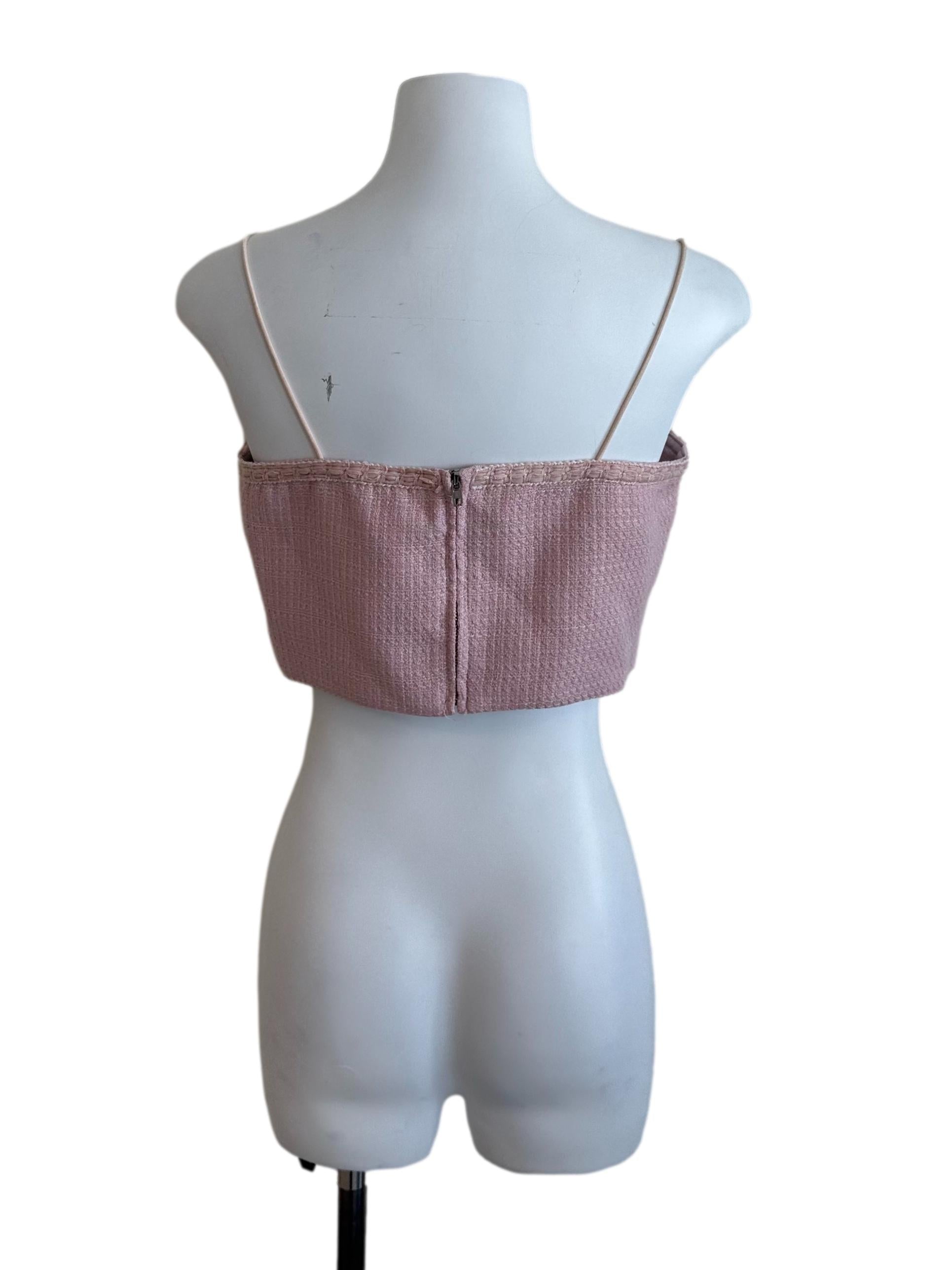 Light Pink Tweed Textured Top