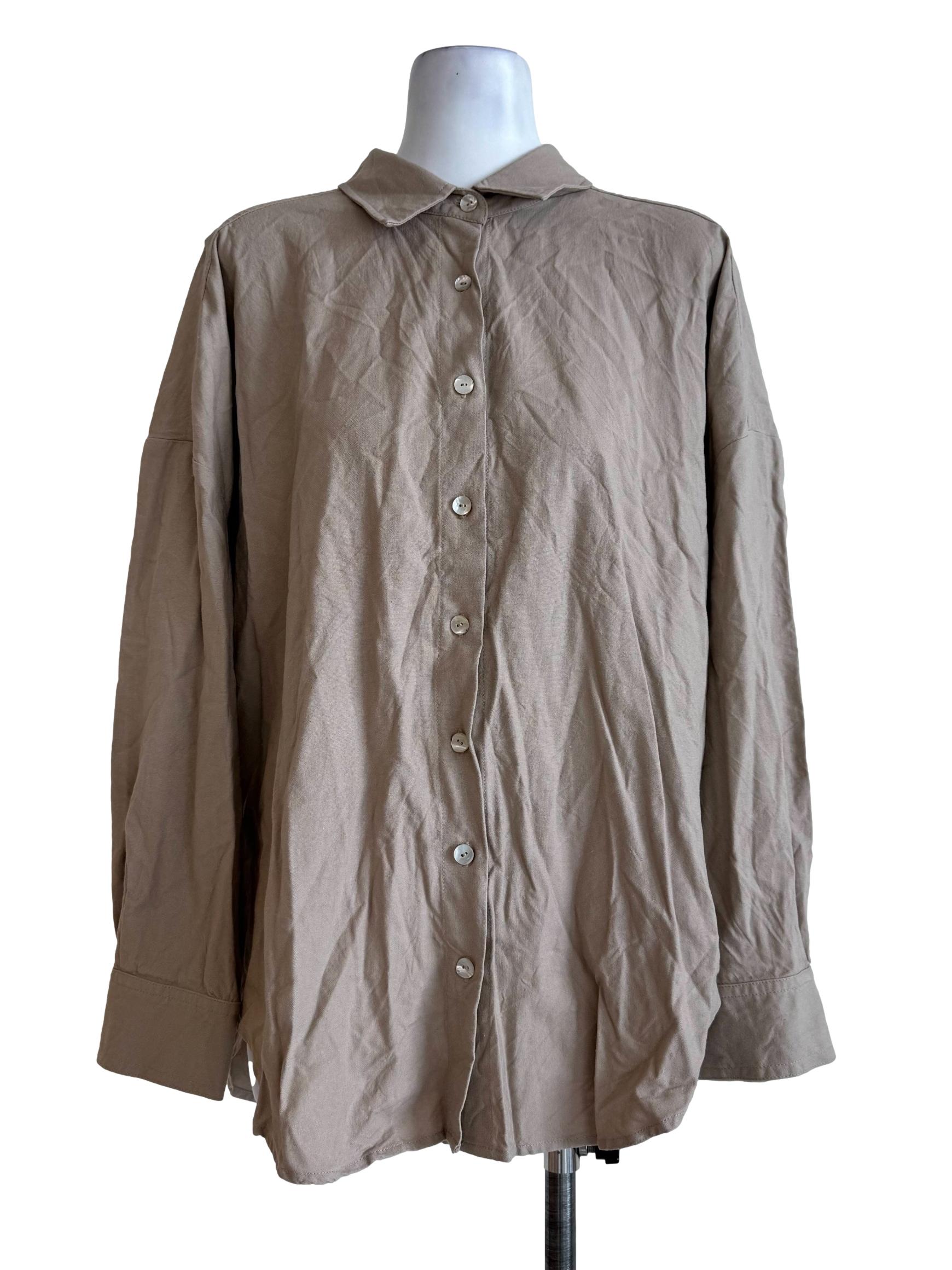 Khaki Brown Long Sleeve Blouse