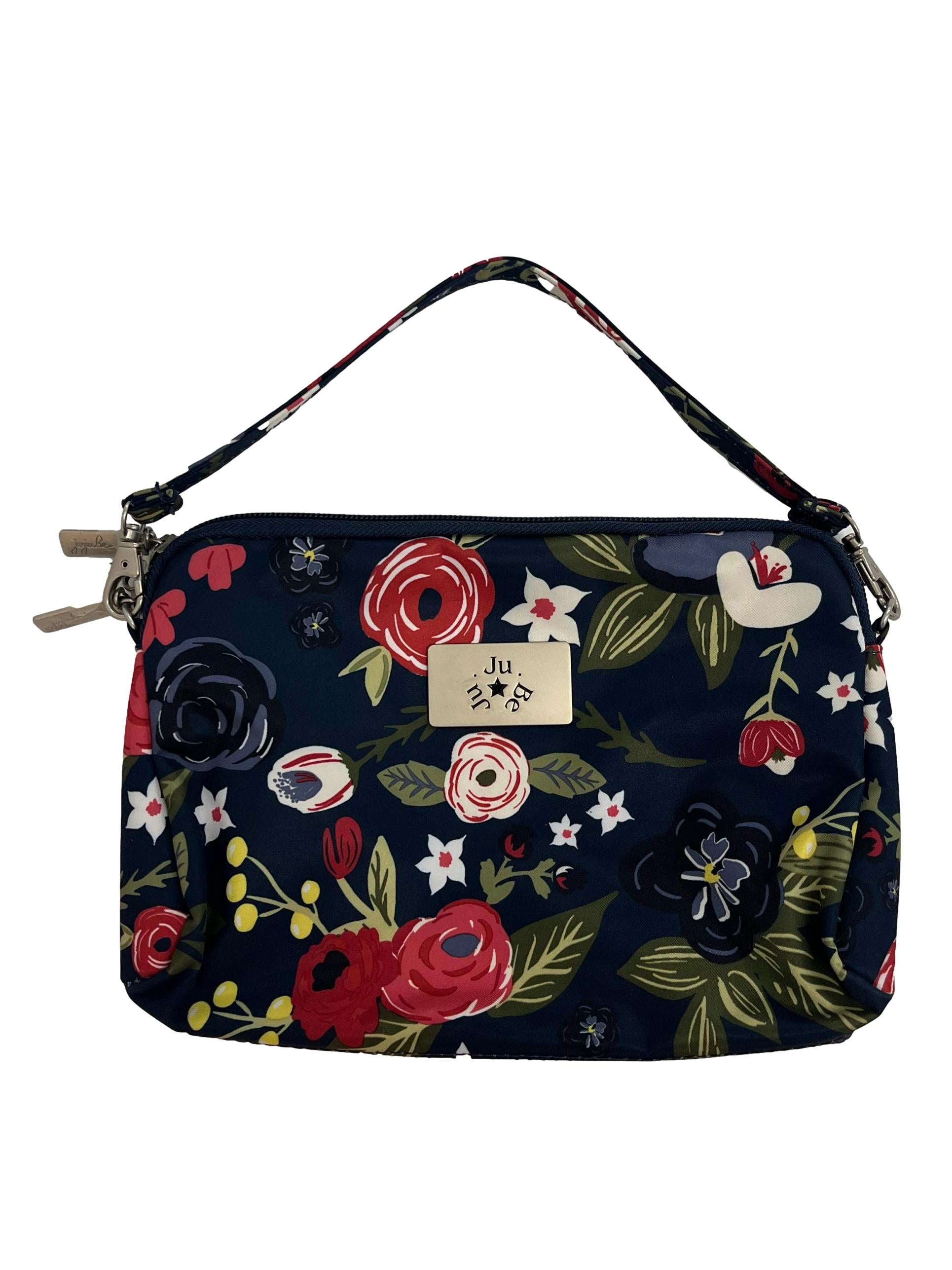 Blue Floral Pouch With Straps