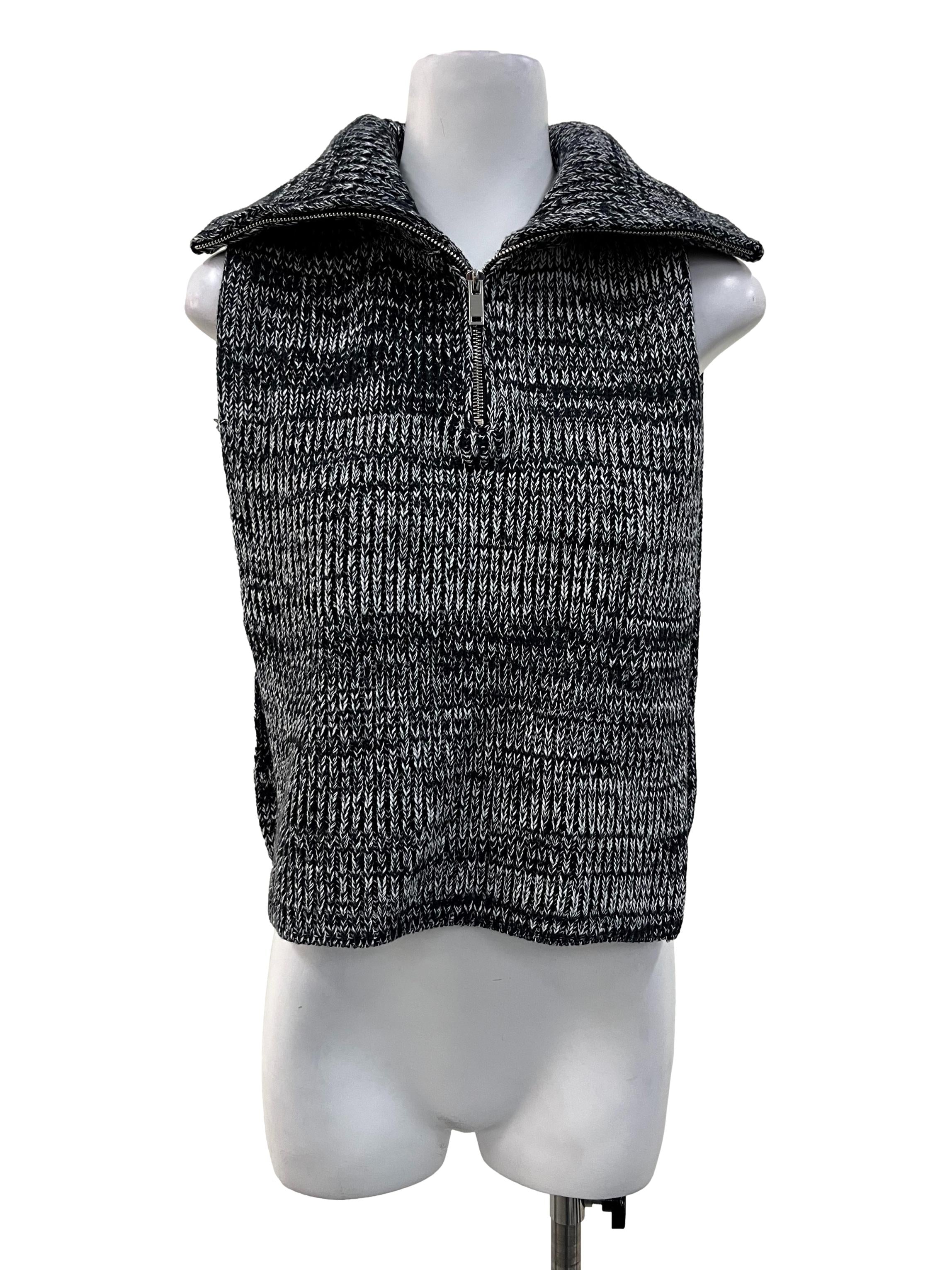 Navy Blue Knitted Faux Half Zip Collar