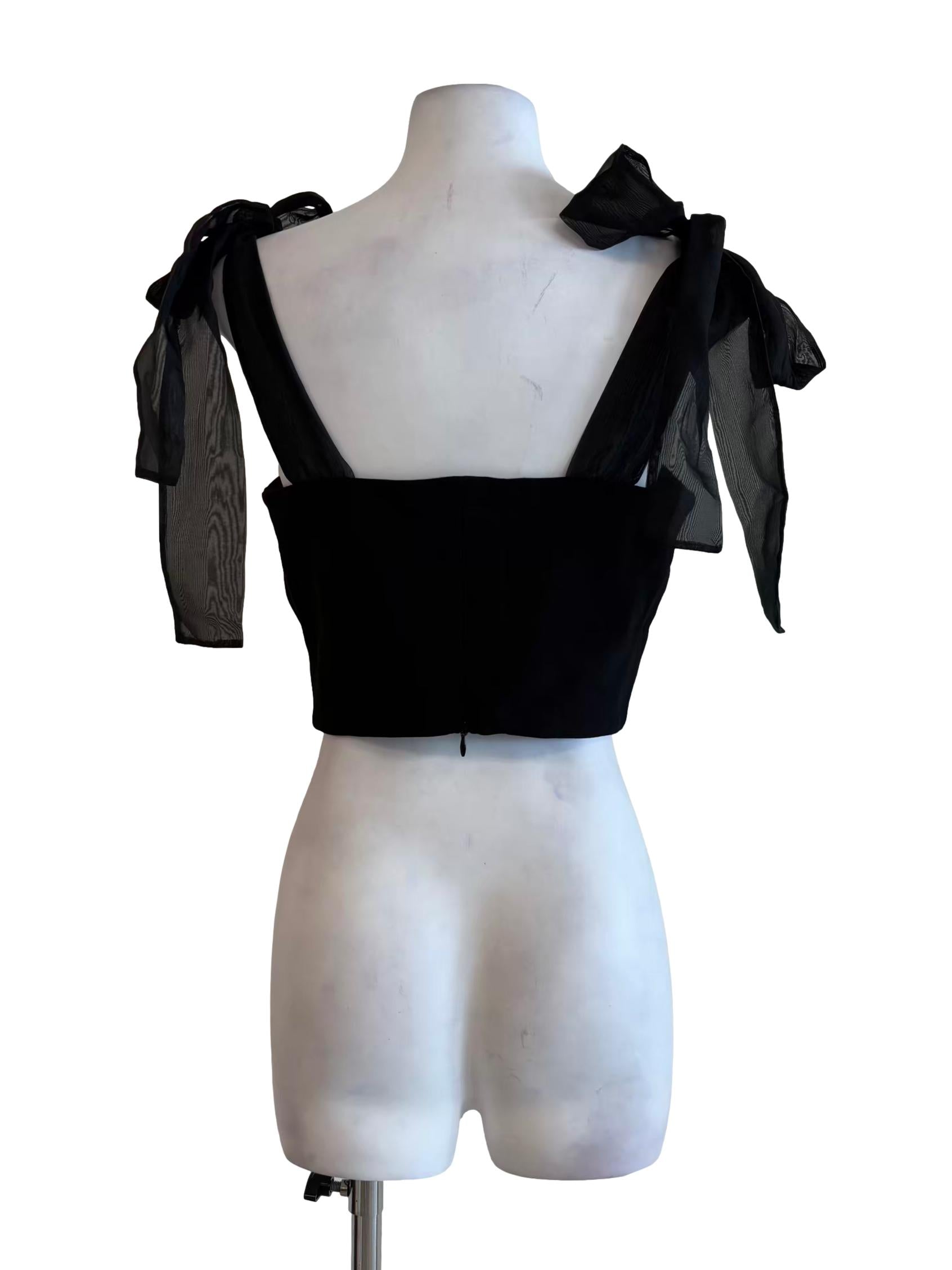 Night Black Ribbon Strap Top