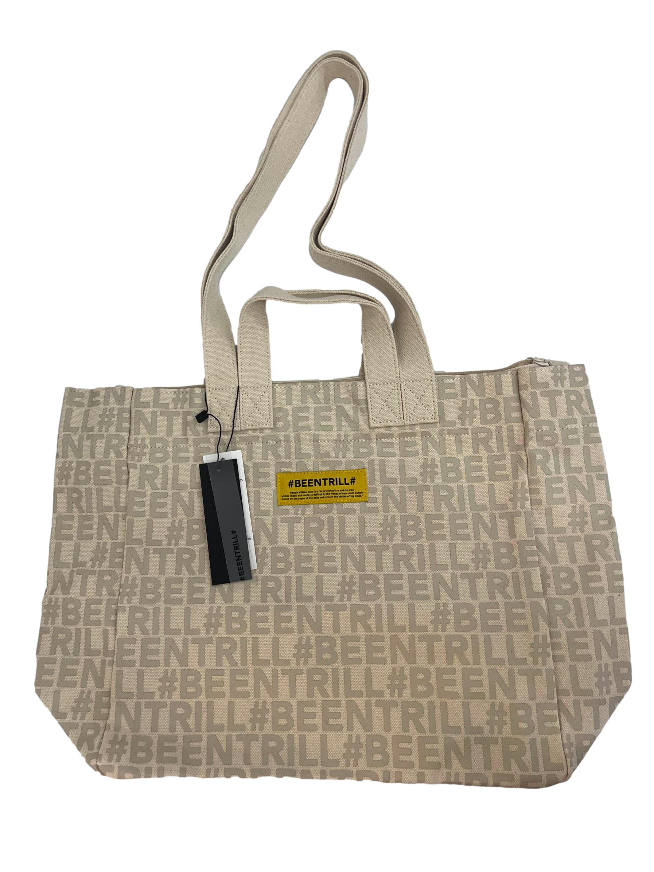 Monogram Cream Large Canvas Tote