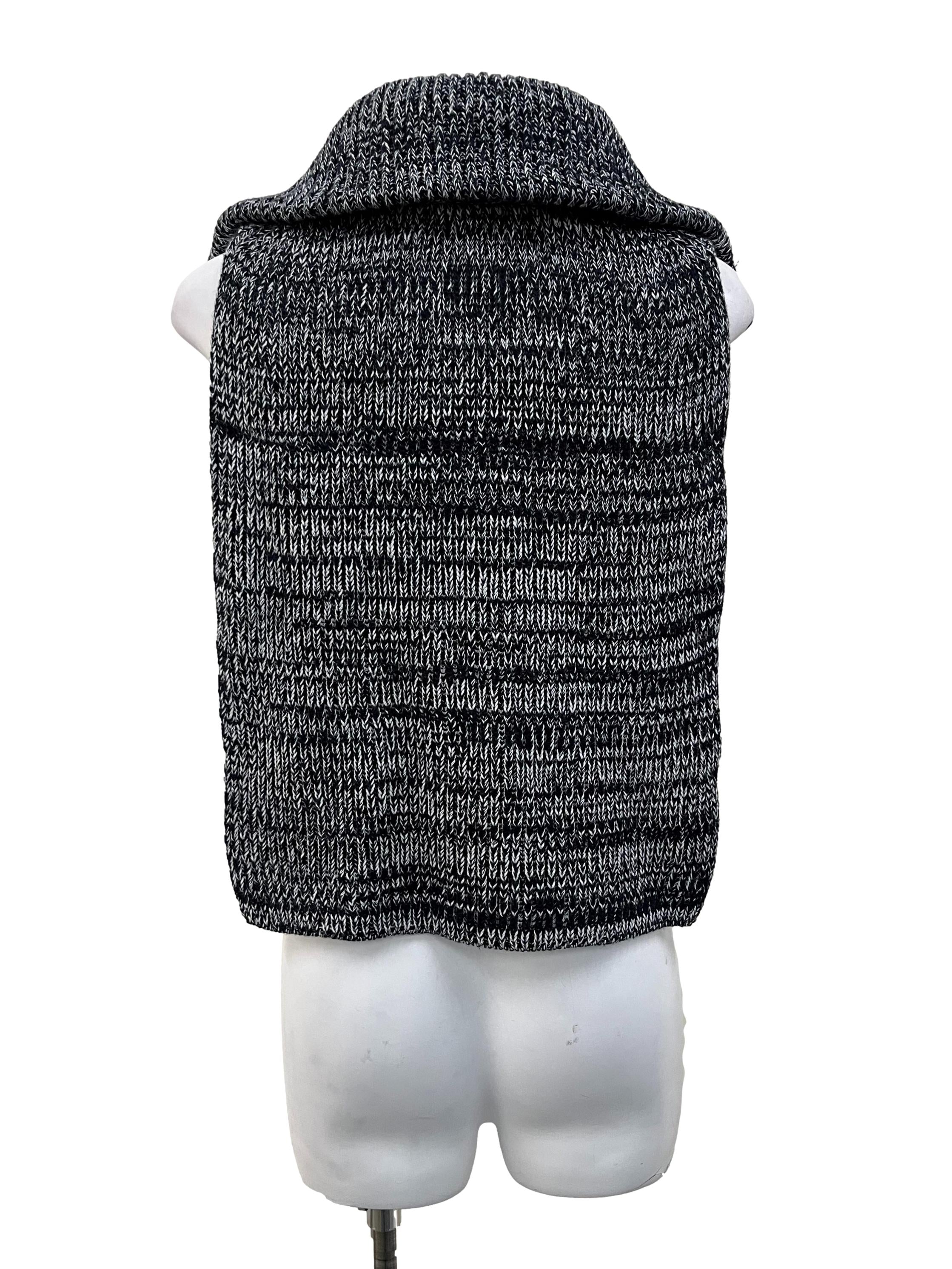 Navy Blue Knitted Faux Half Zip Collar