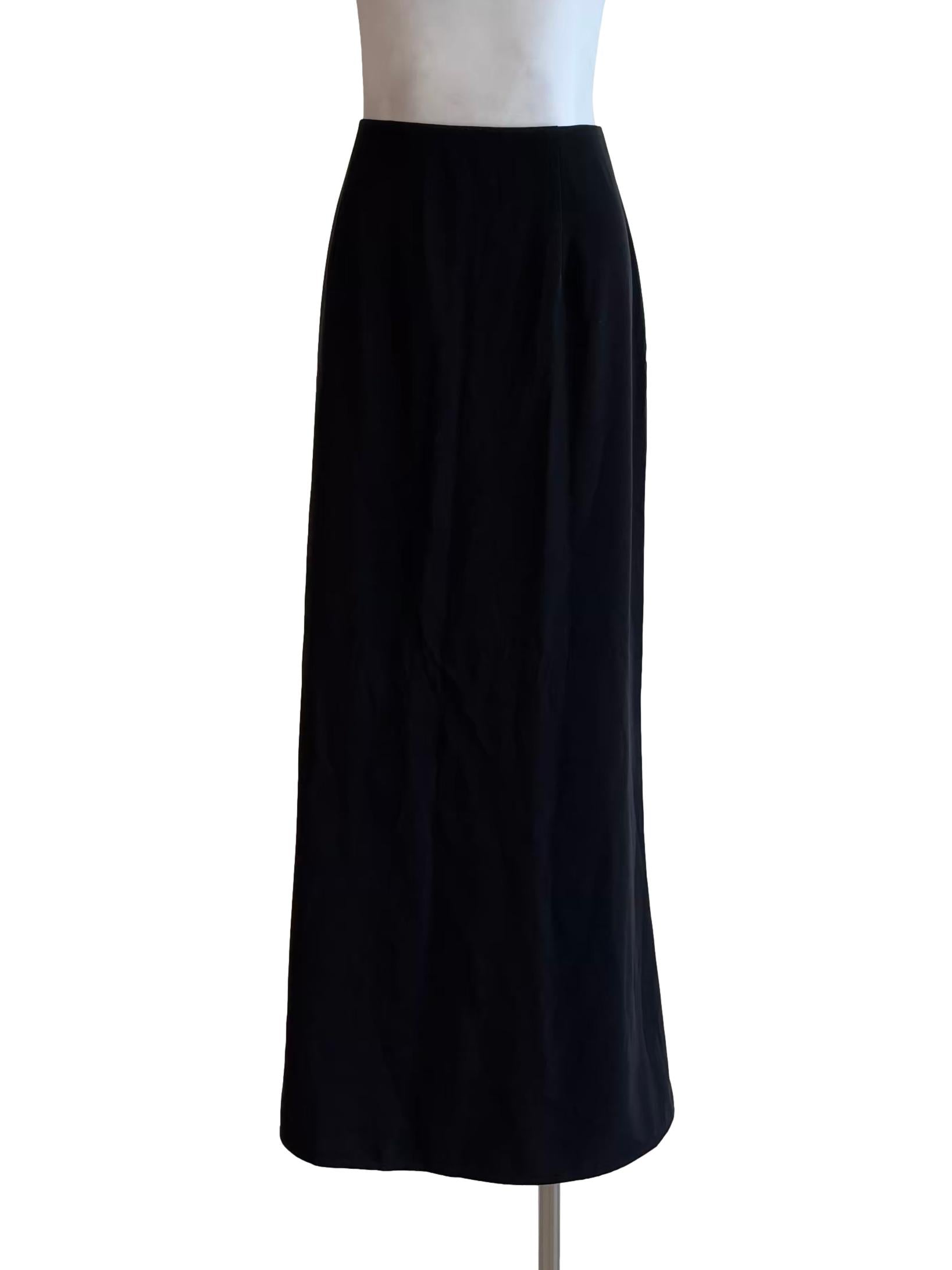 Night Black Straight Back Slit Skirt