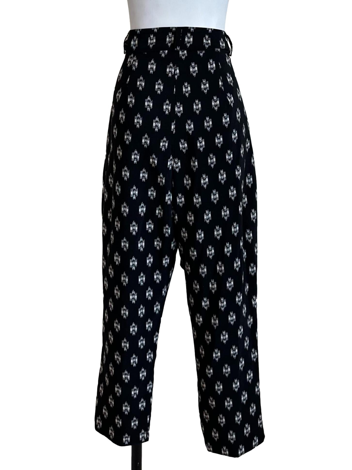 Onyx Black Pattern Strap Long Pants