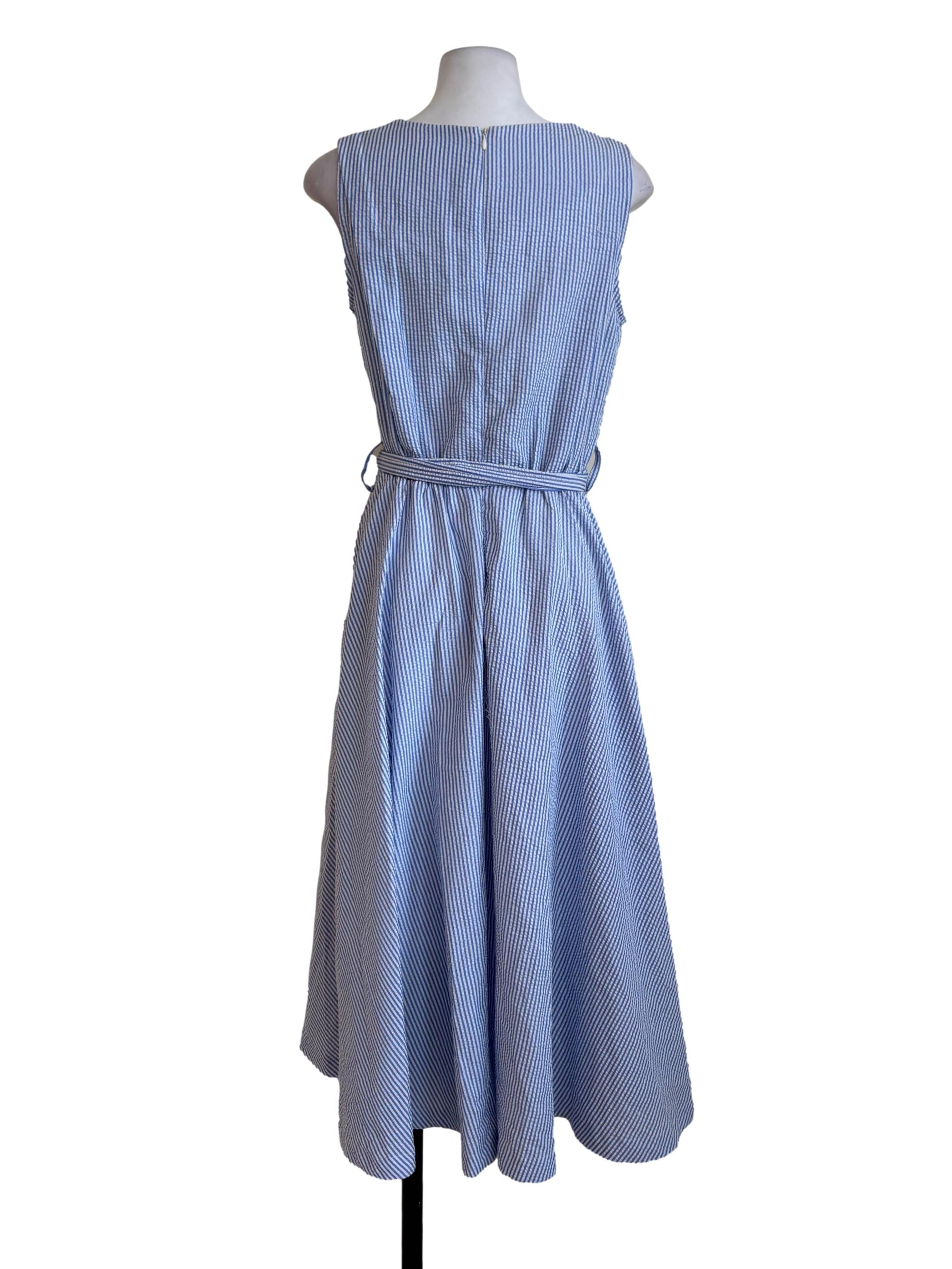 Blue Stripes Crinkled Dress