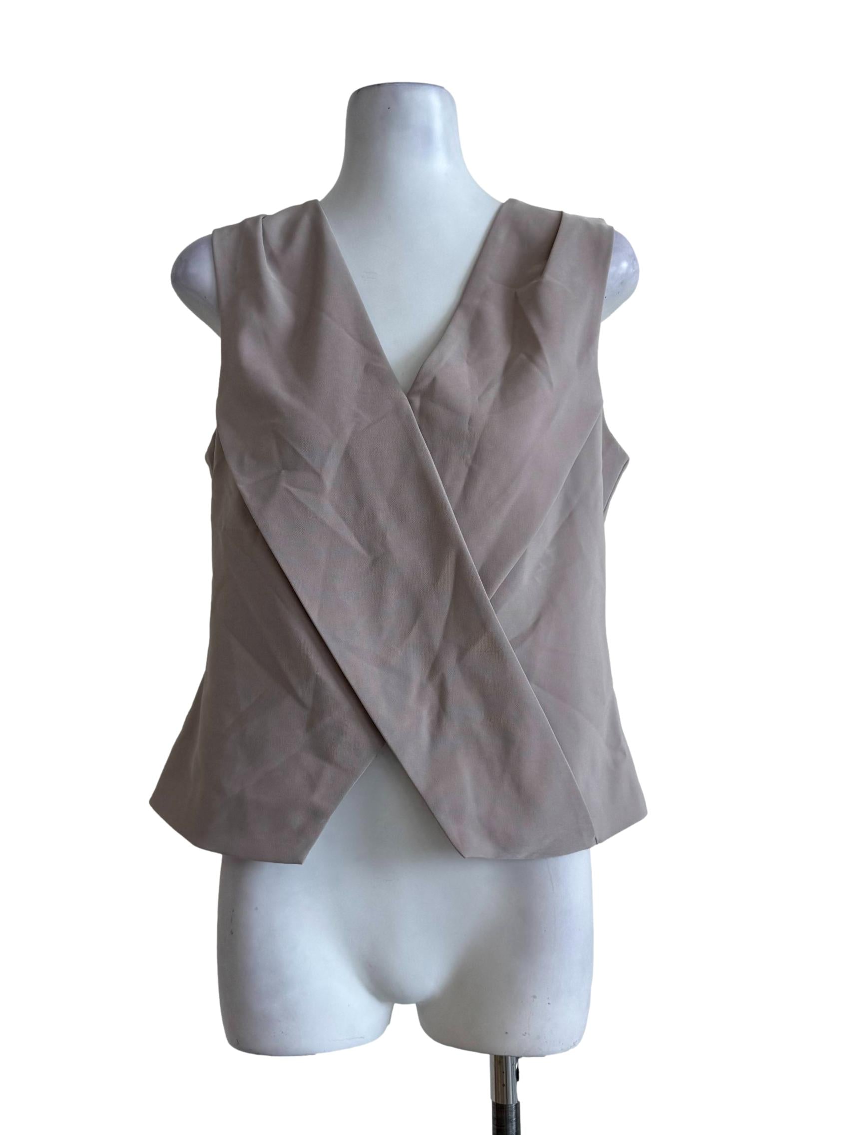 Almond Brown V Neck Top