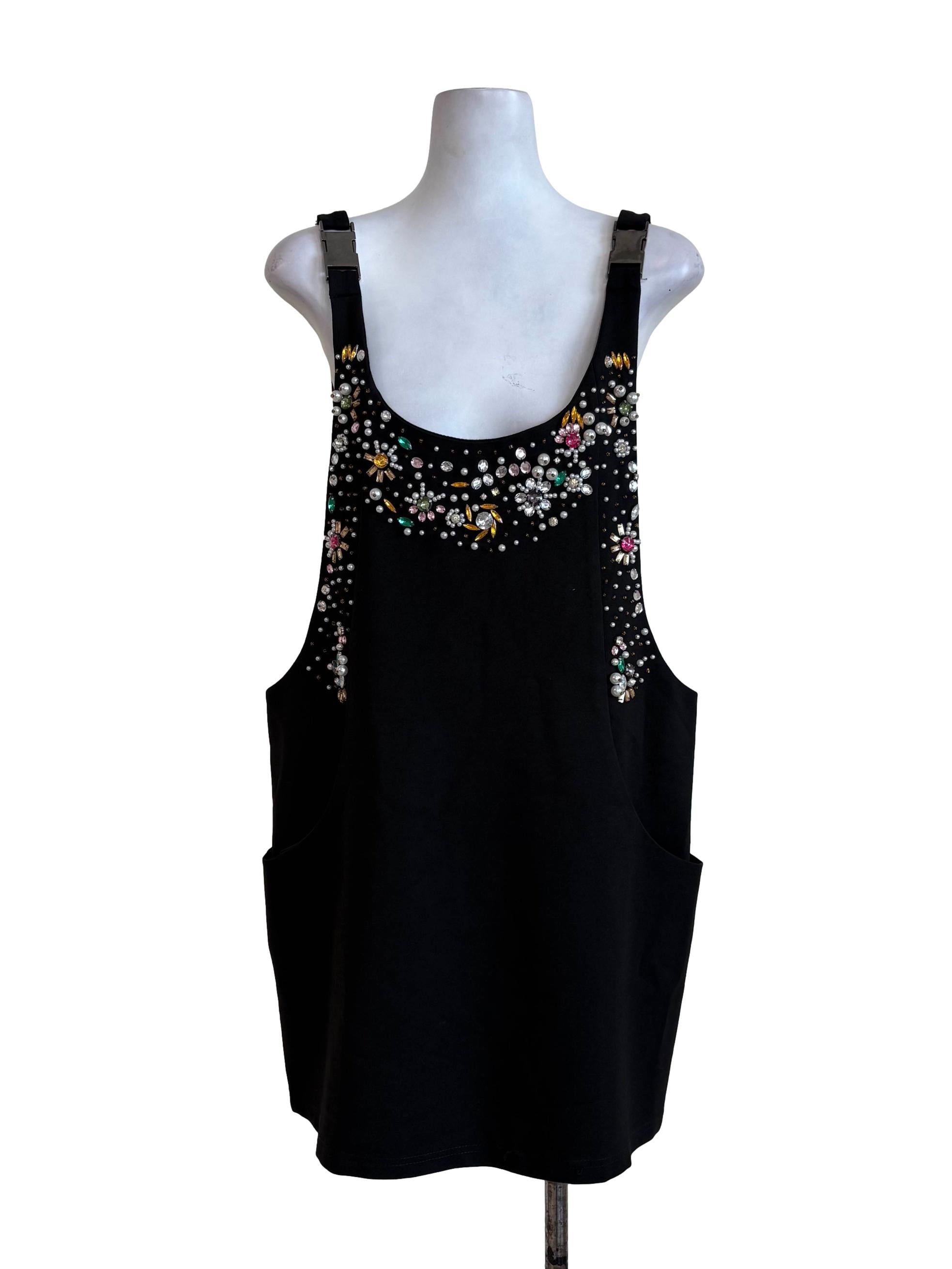 Black Bedazzled Pinafore Dress