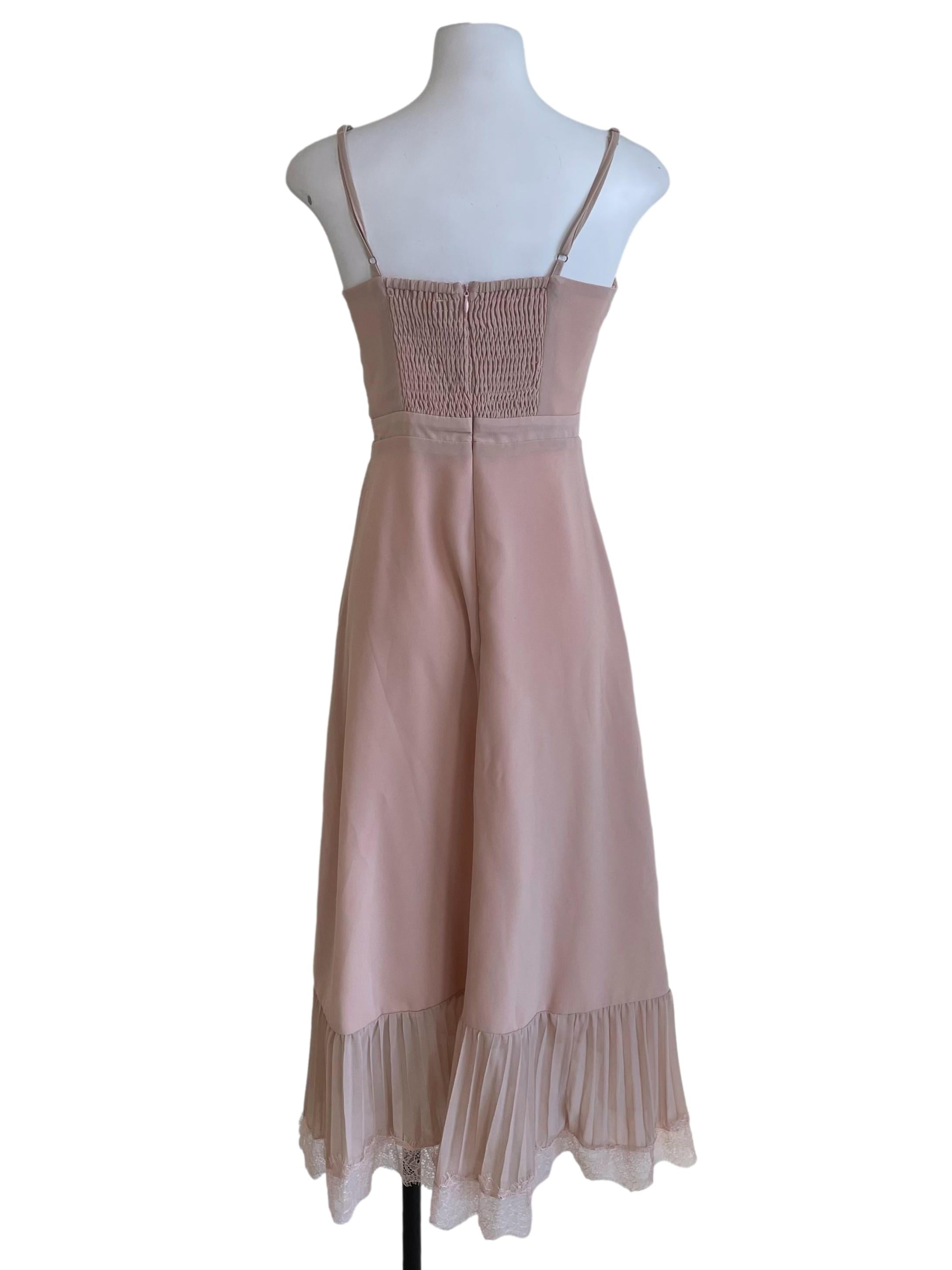 Pale Pink Lace Pleated Dress