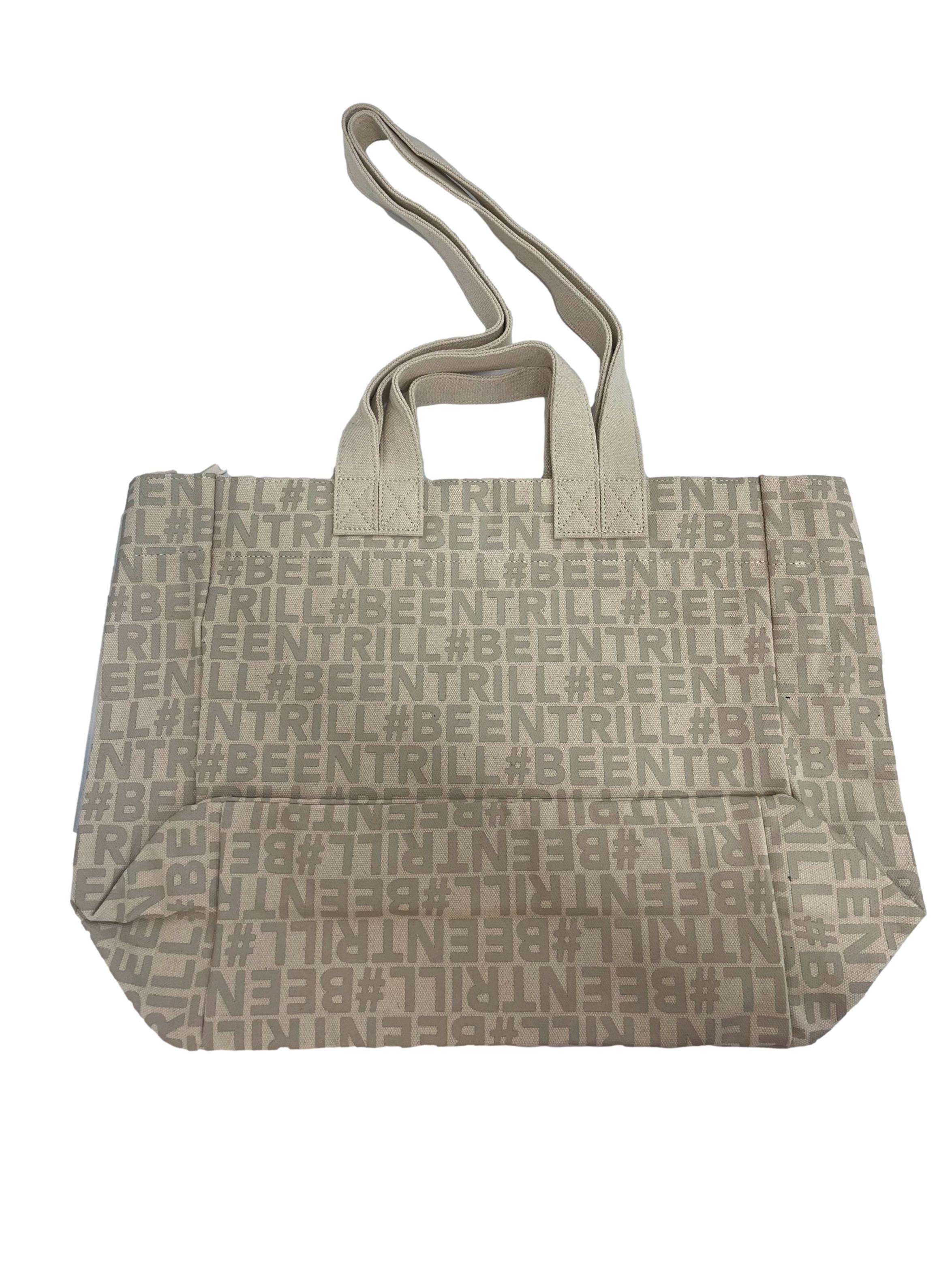 Monogram Cream Large Canvas Tote