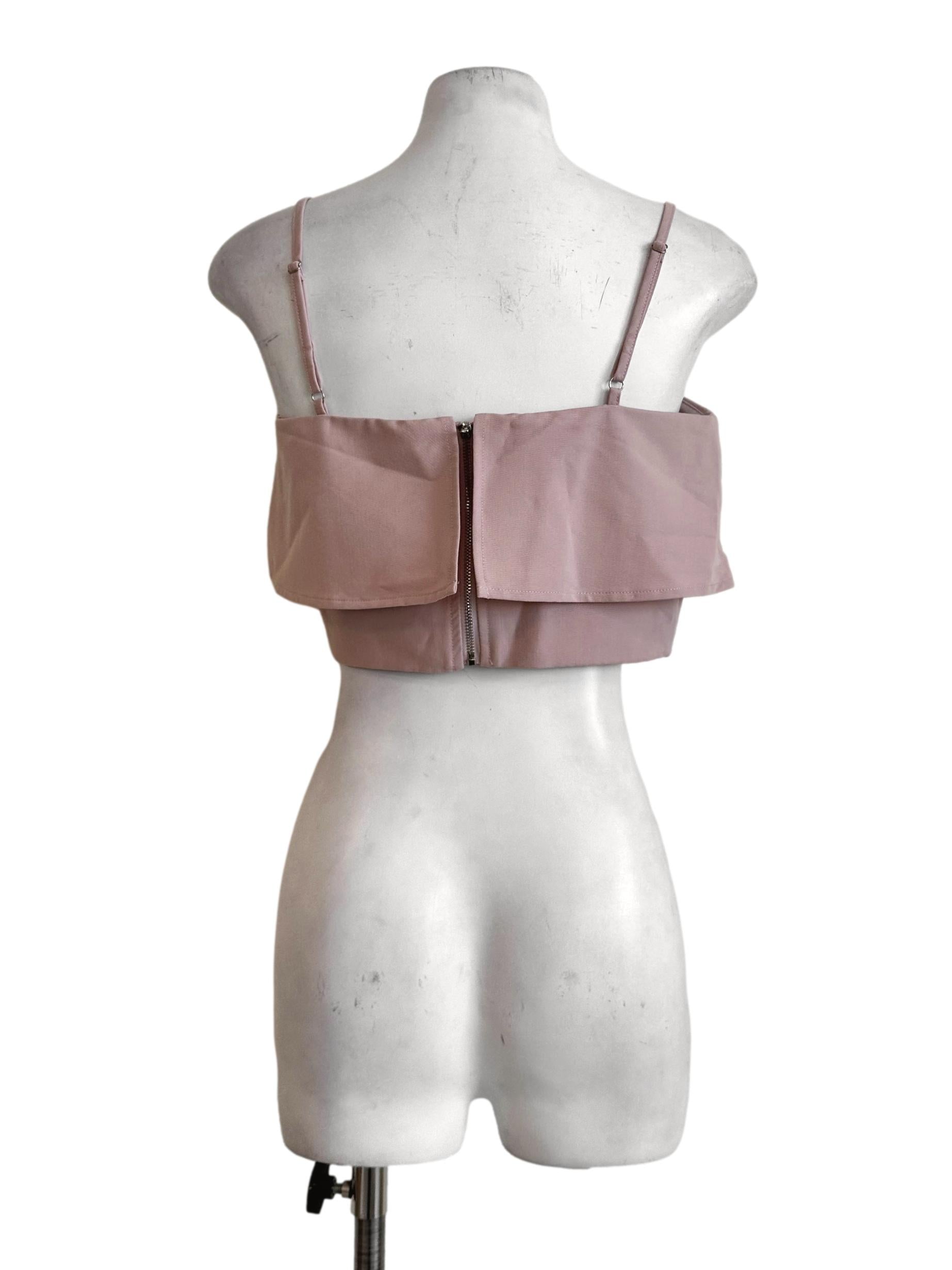 Rose Pink Padded Sleeveless Crop Top