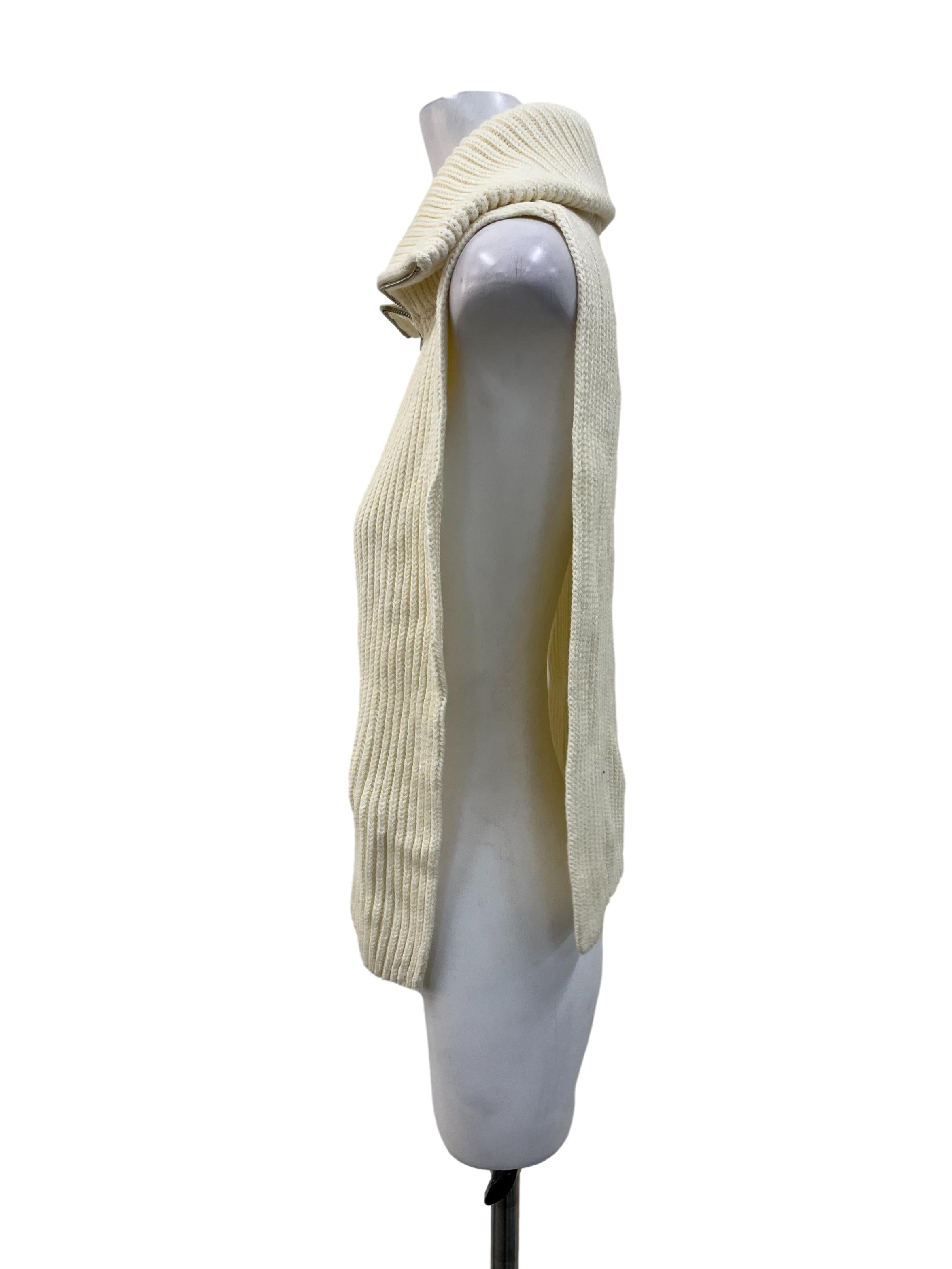 Cream Knitted Faux Half Zip Collar