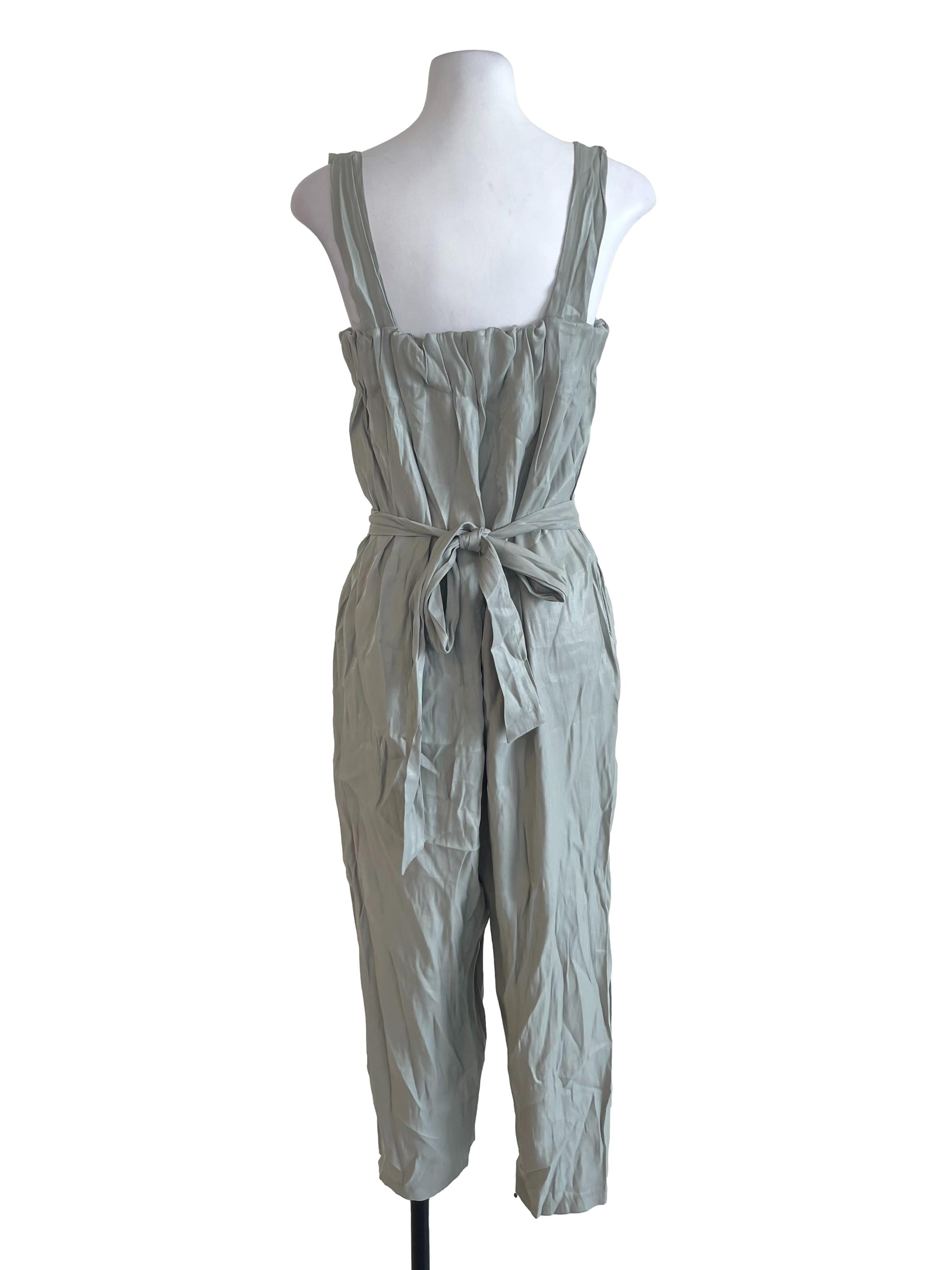 Light Green Creased Baggy Jumpsuit