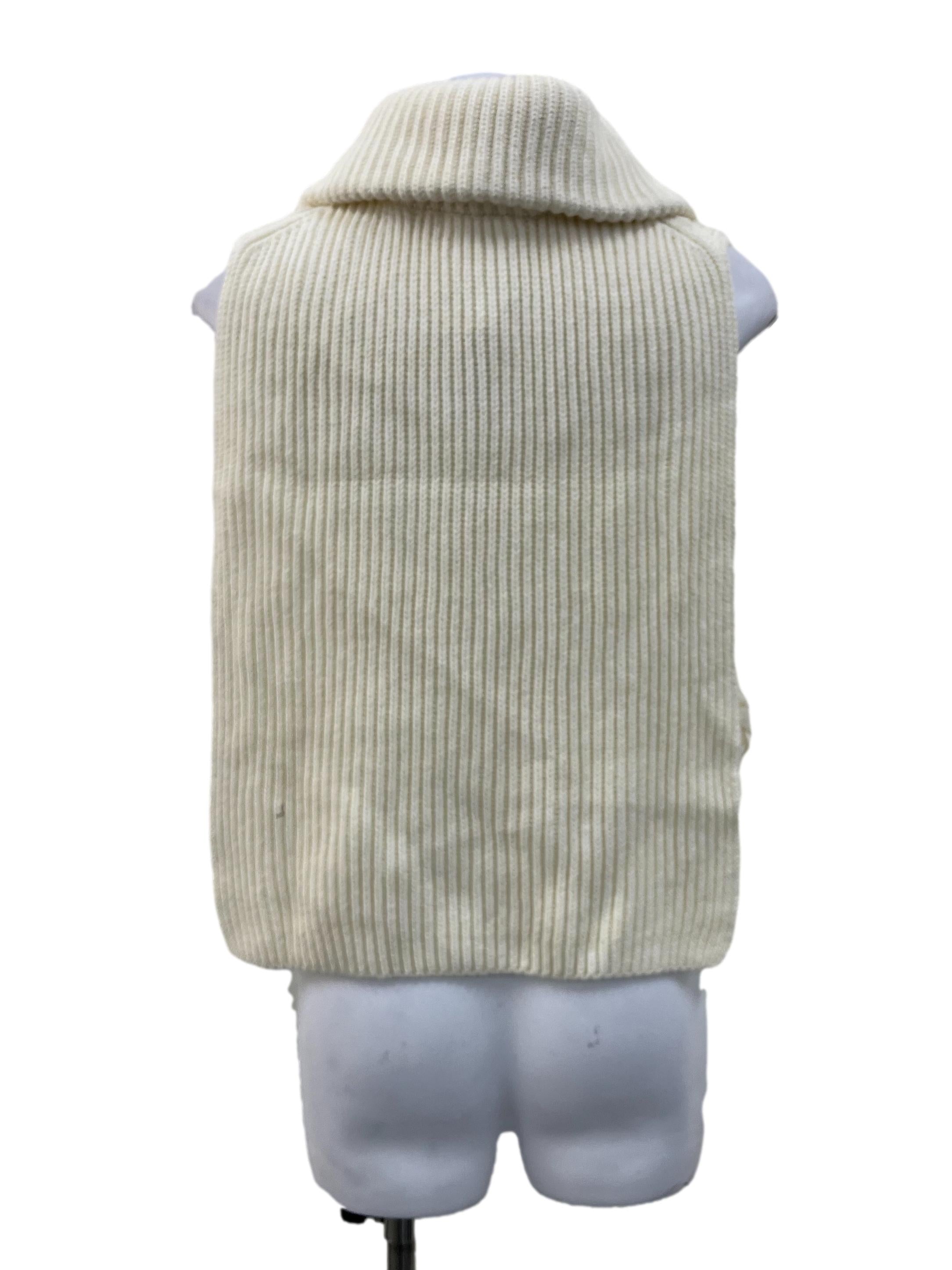 Cream Knitted Faux Half Zip Collar
