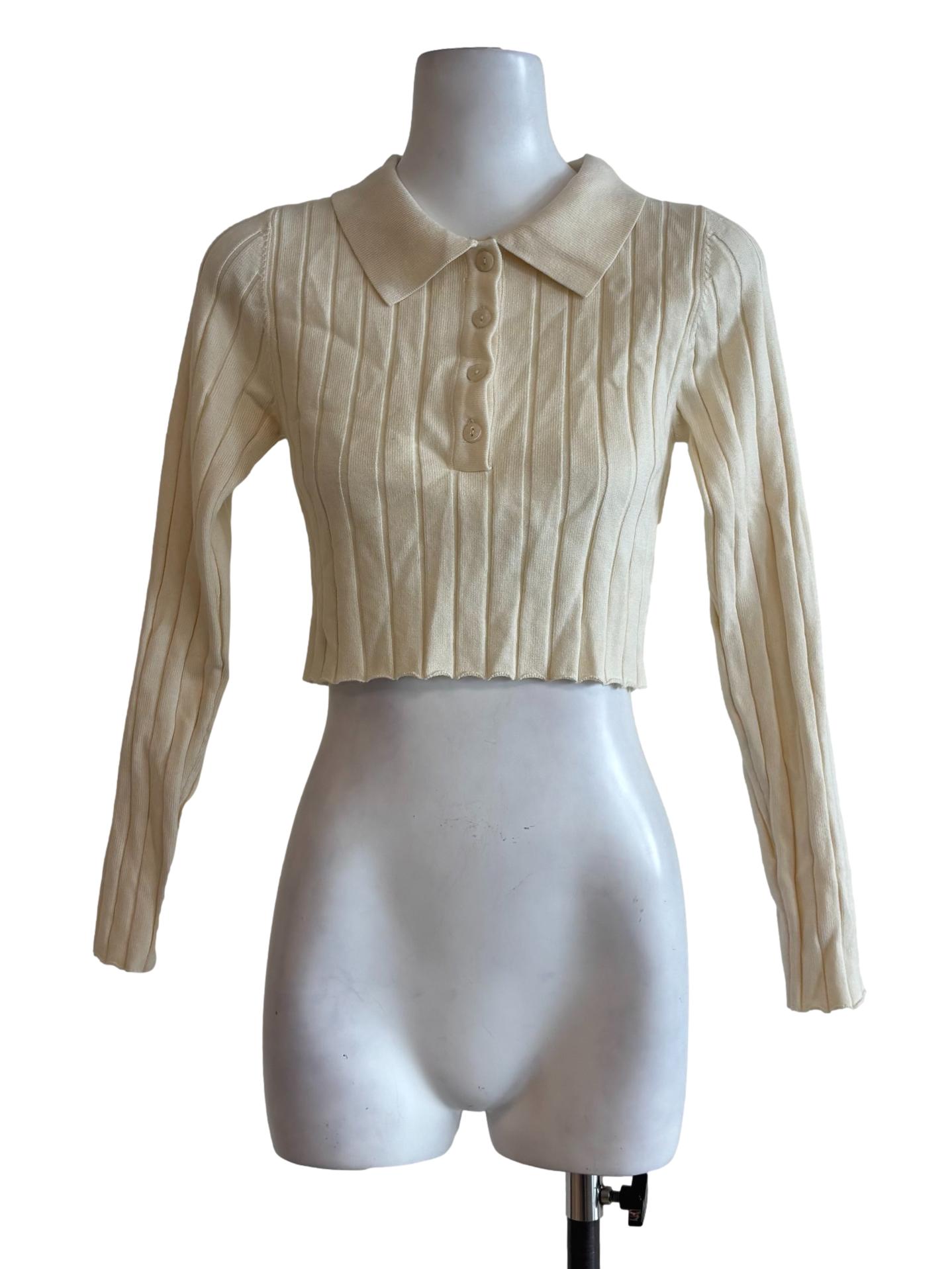 Cream Longsleeve Ribbed Top
