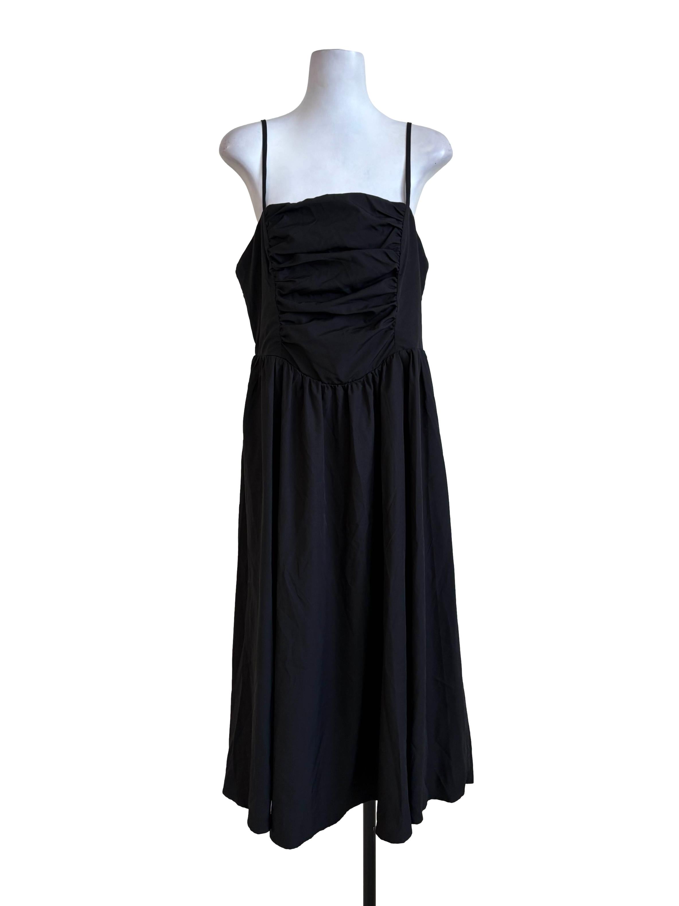 Black Ruched Corset Slip Dress