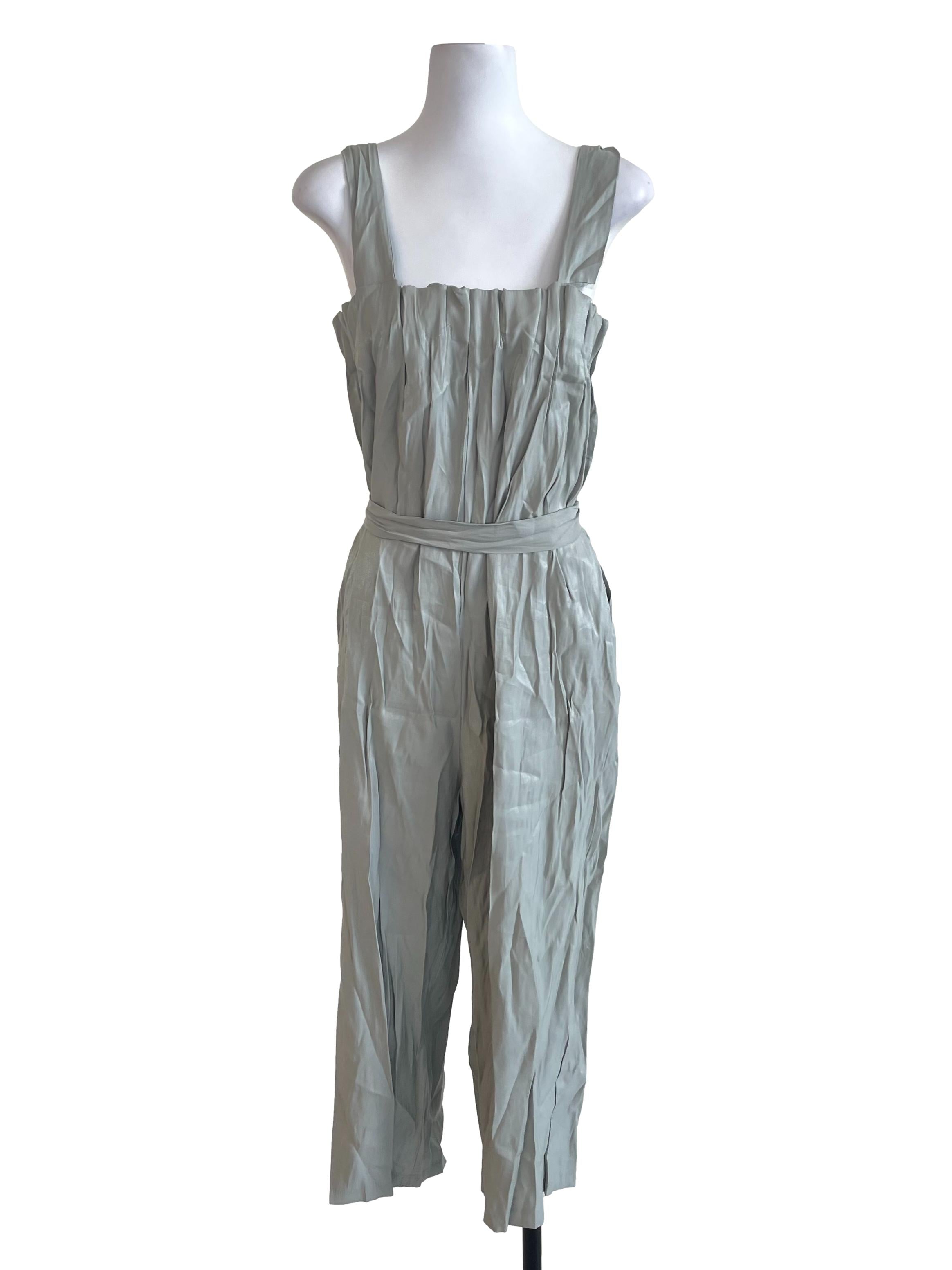 Light Green Creased Baggy Jumpsuit