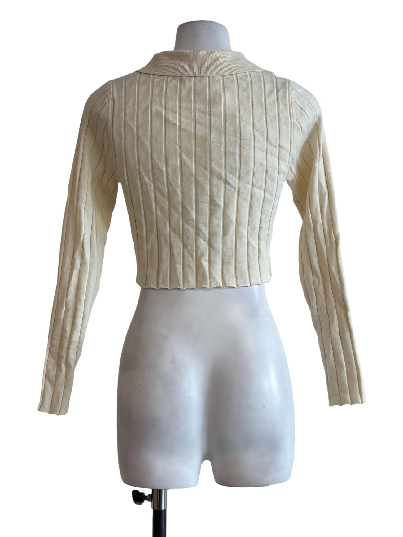 Cream Longsleeve Ribbed Top
