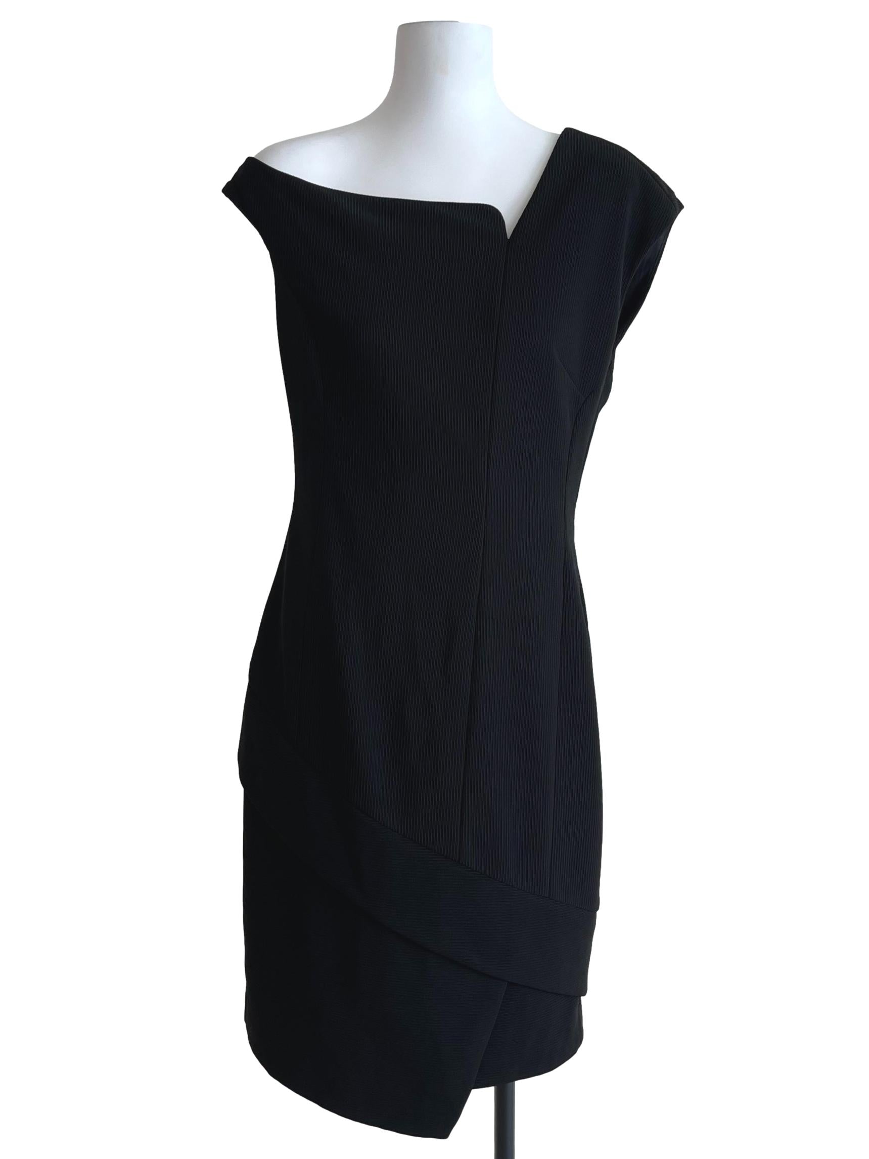 Jade Black Asymmetrical Off-Shoulder Dress