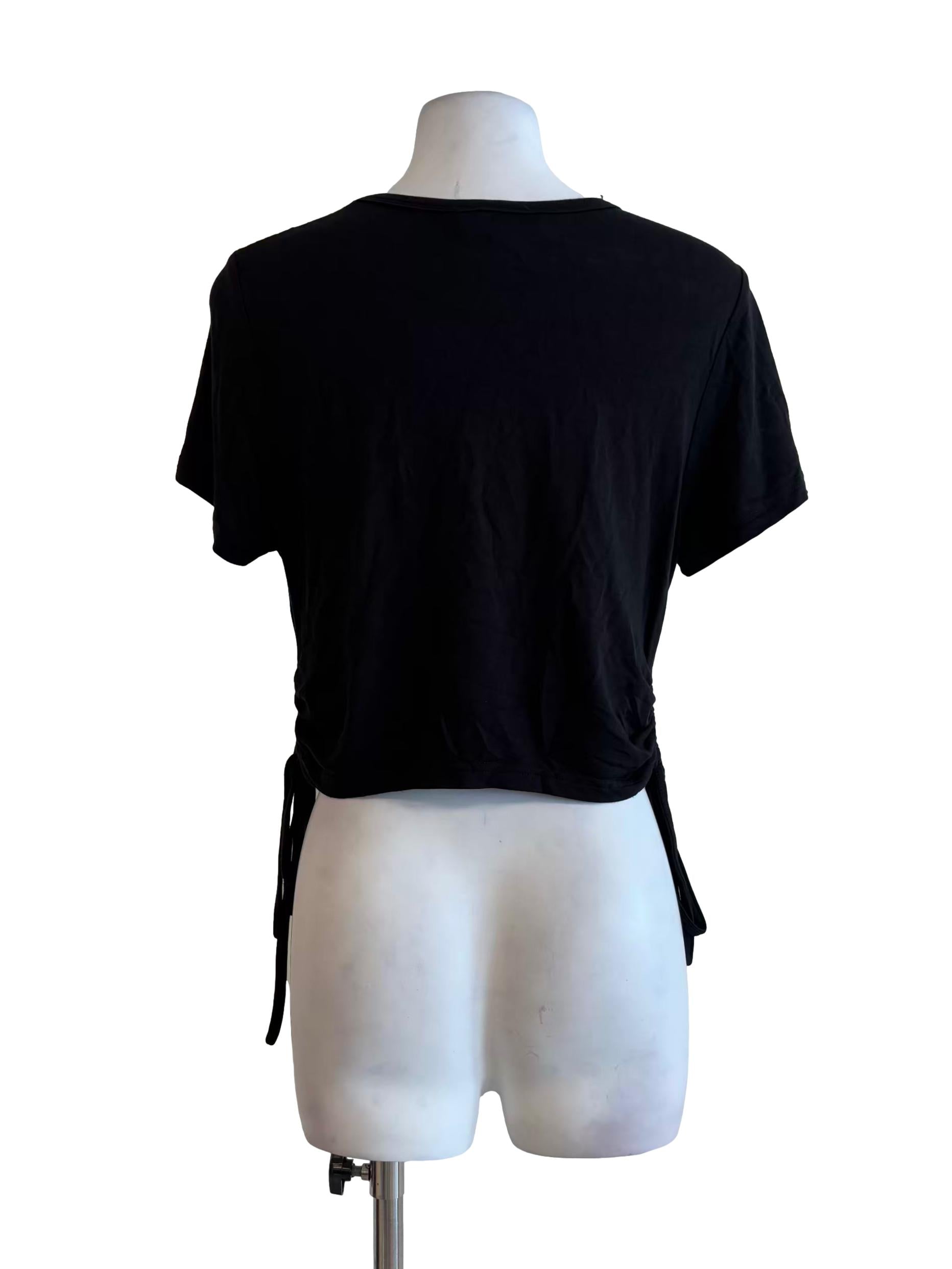 Ink Black Short Sleeve Ruched Top