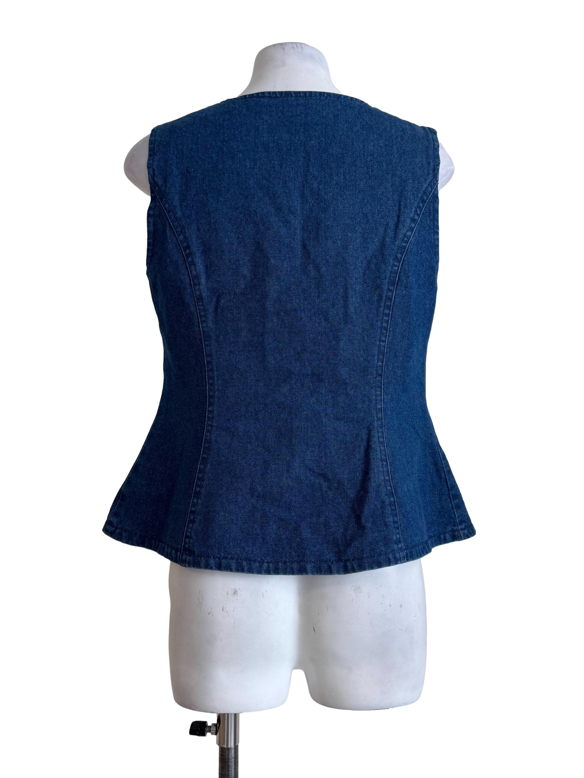 Denim Blue Round Neck Sleeveless Top