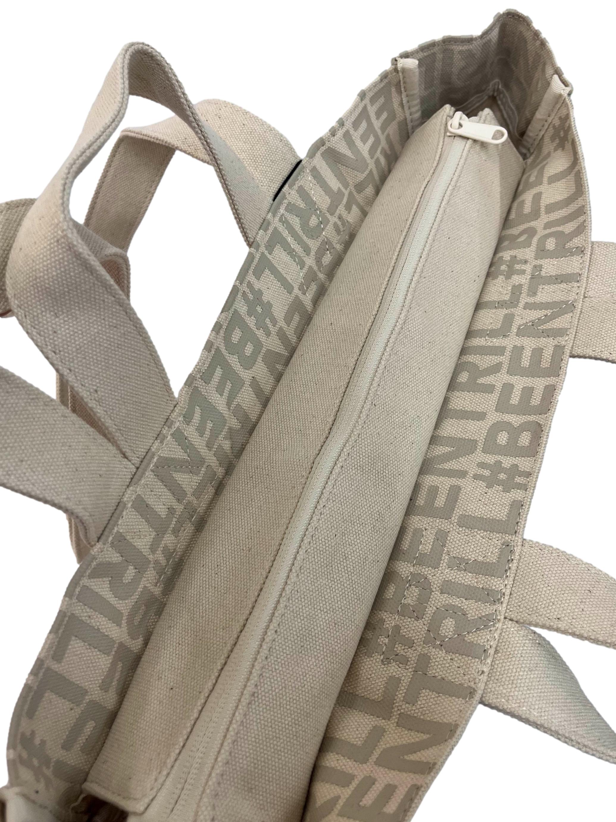 Monogram Cream Large Canvas Tote