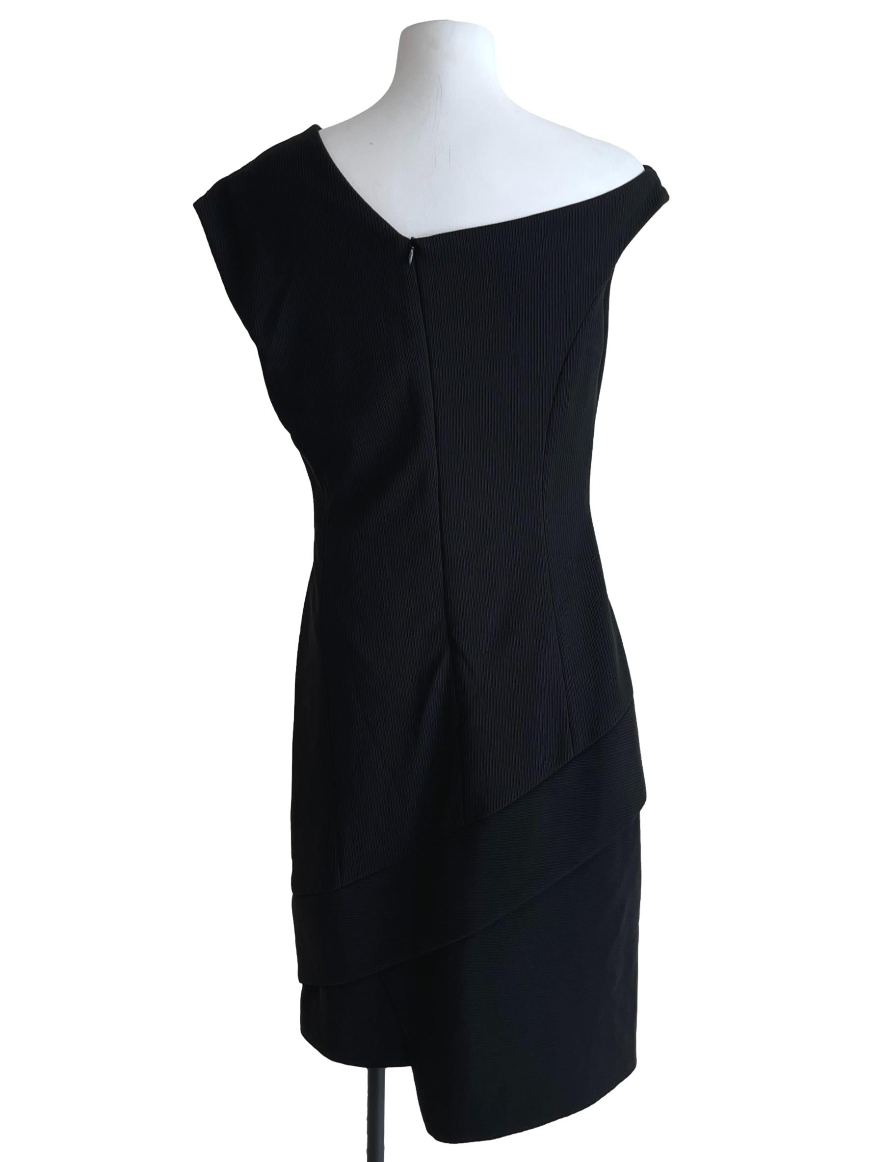 Jade Black Asymmetrical Off-Shoulder Dress