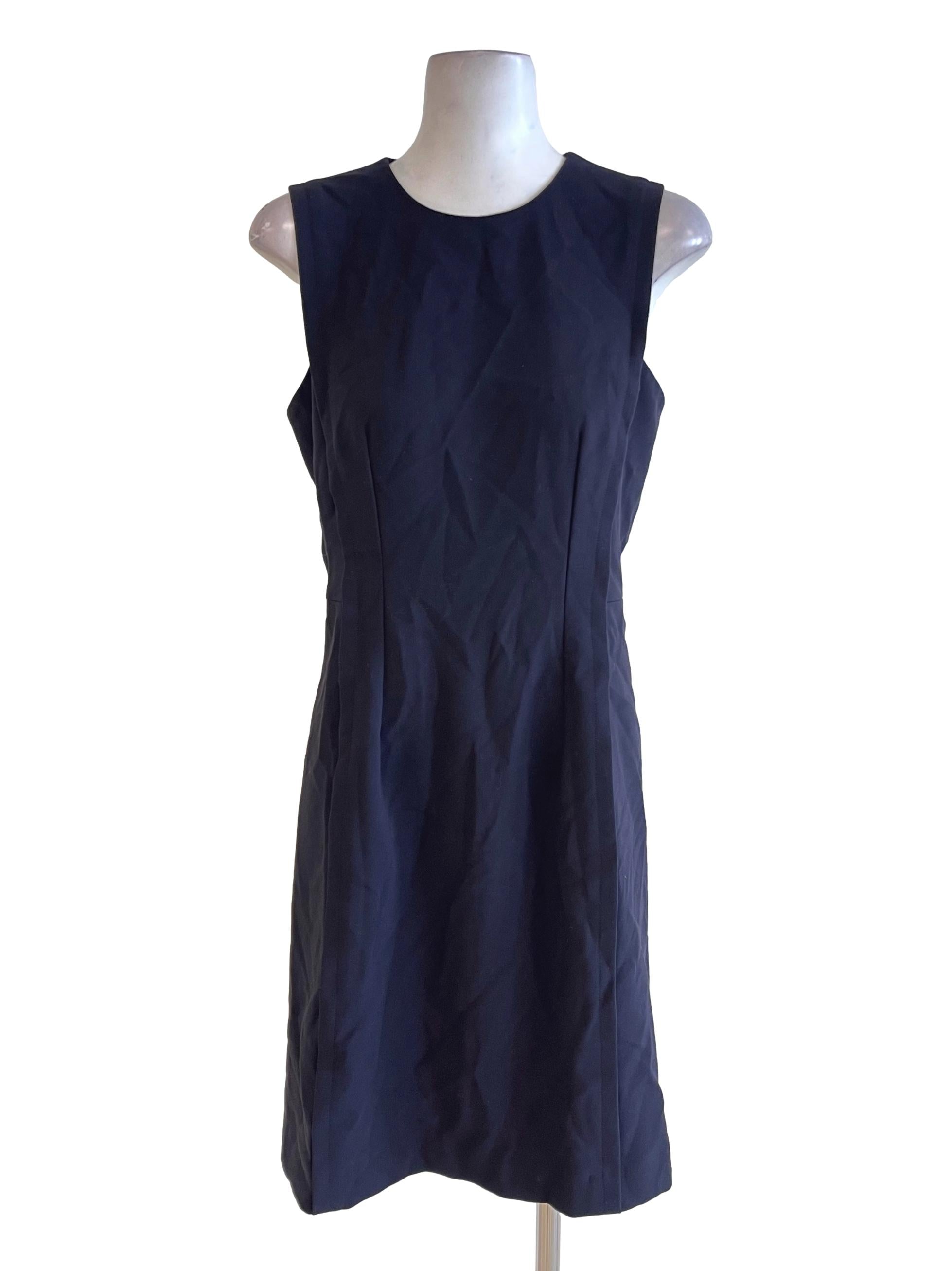 Navy Blue Jewel Neck Sheath Dress