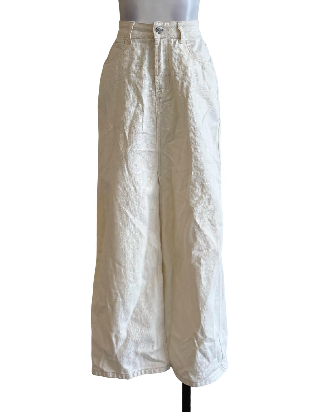 Carnation White Denim Front Slit Pencil Skirt TWL