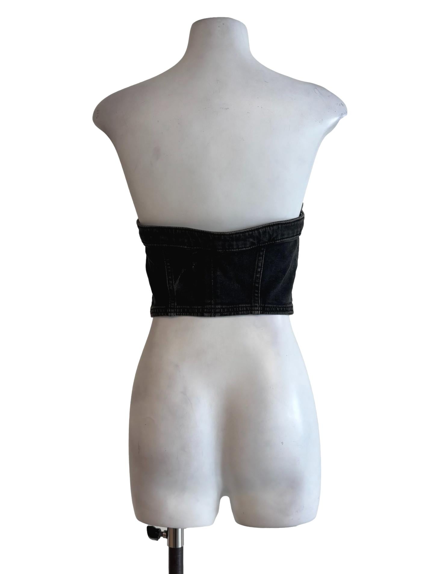 Black Strapless Denim Top