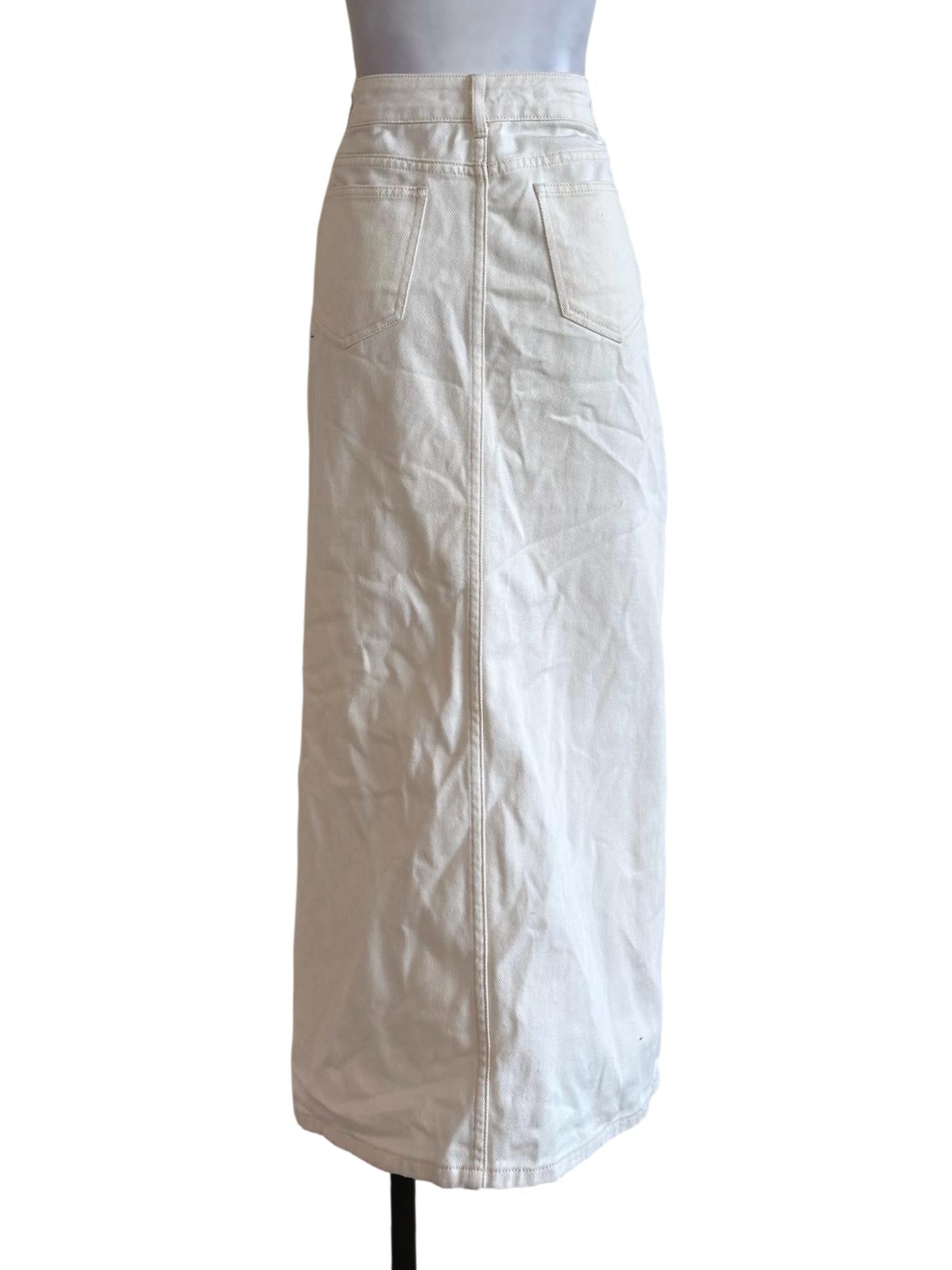 Carnation White Denim Front Slit Pencil Skirt TWL
