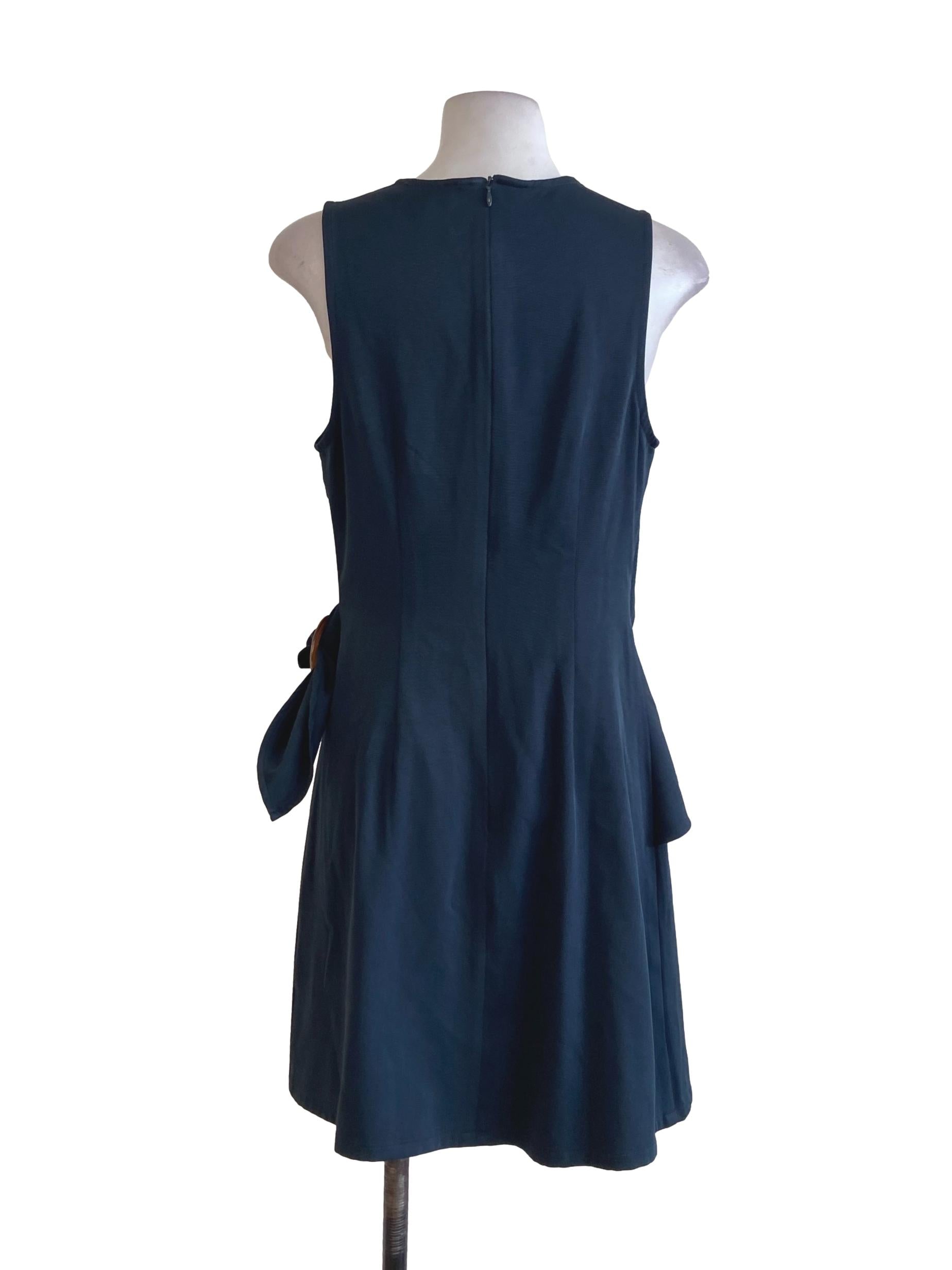 Pine Green Twill Sleeveless Sheath Dress