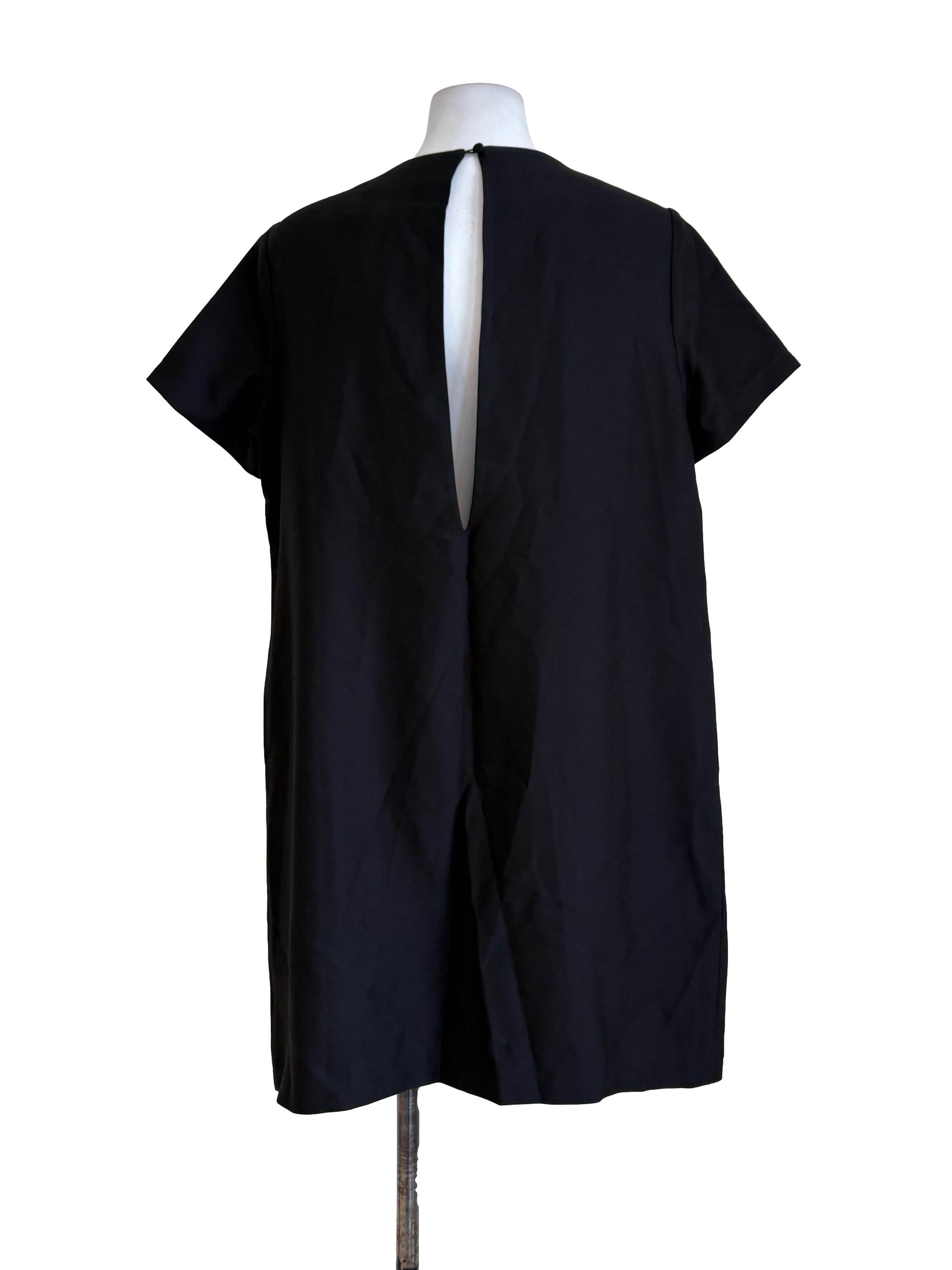 Black Deep V Boxy Dress