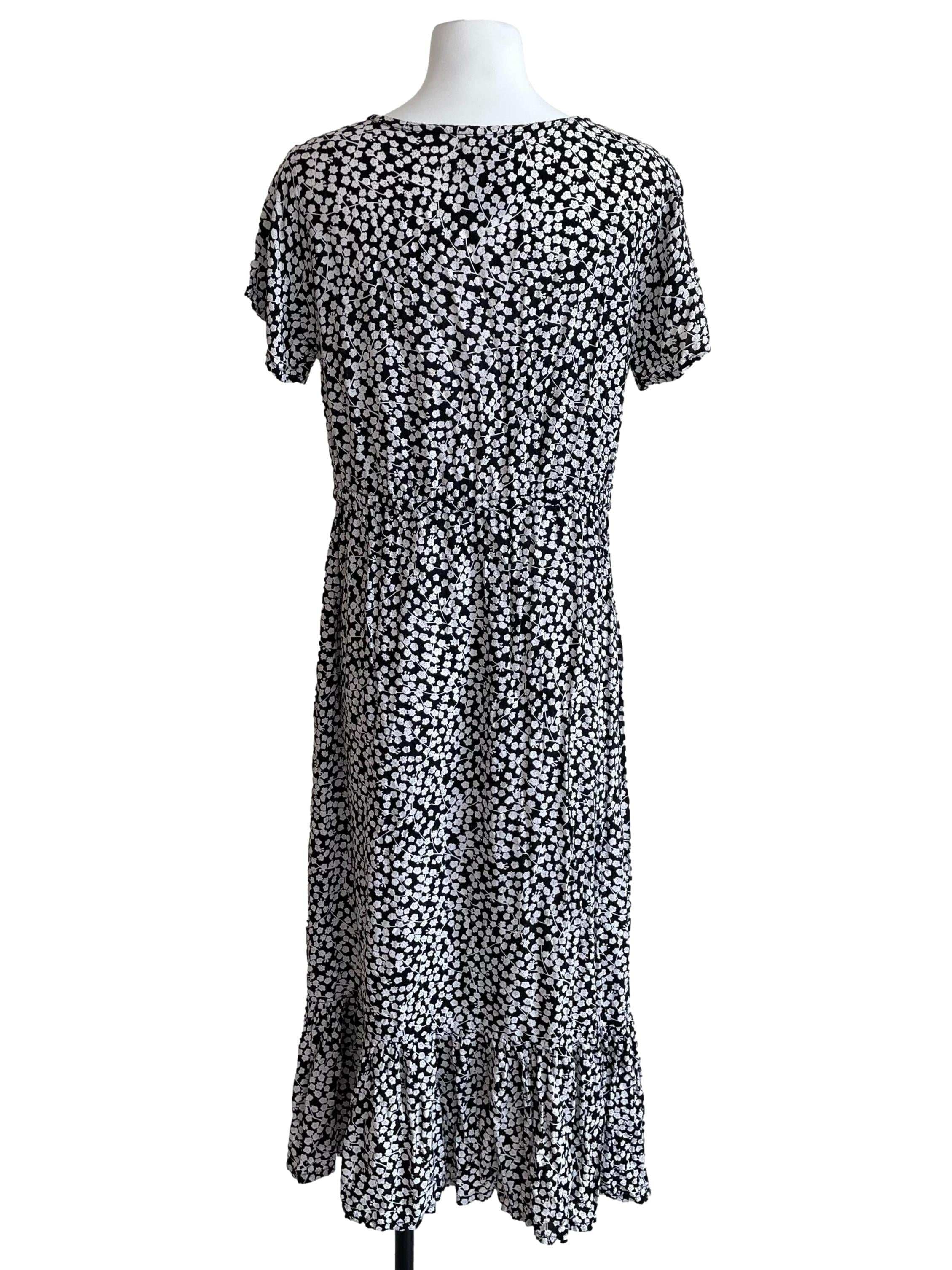 Black & White Floral Button Down Dress