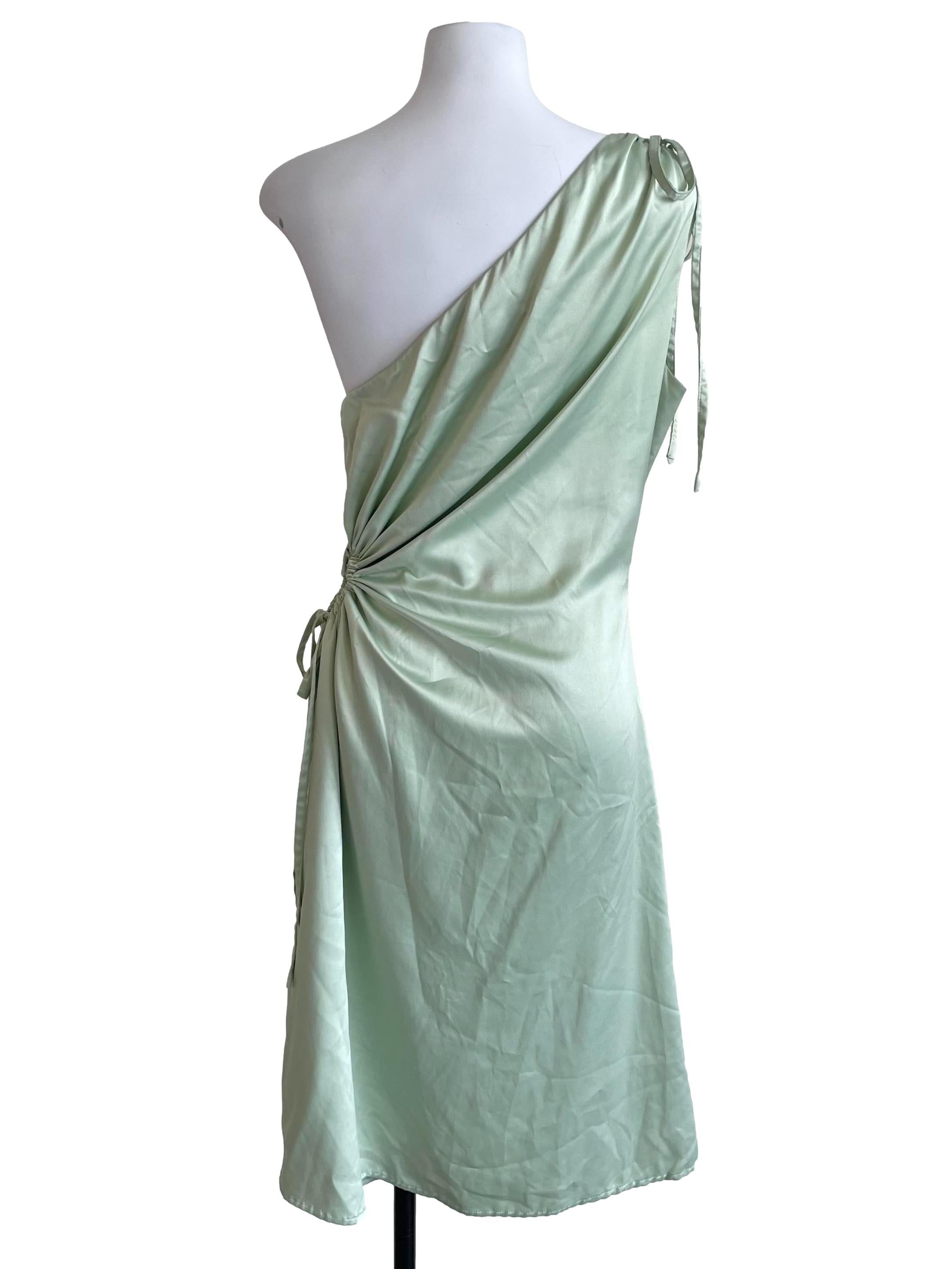 Pastel Green Scrunch Open Waist Dress